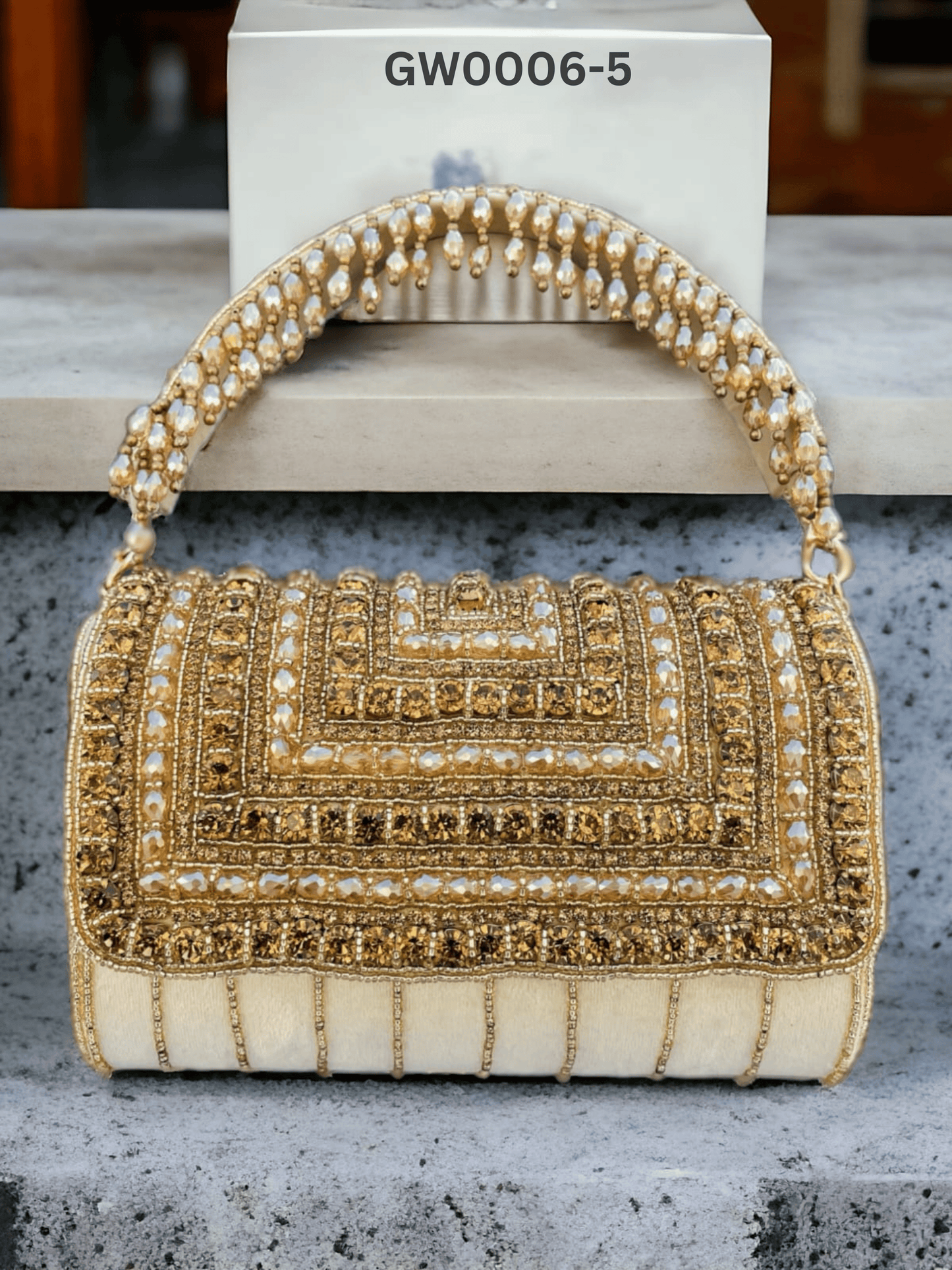 A crystal flap clutch
