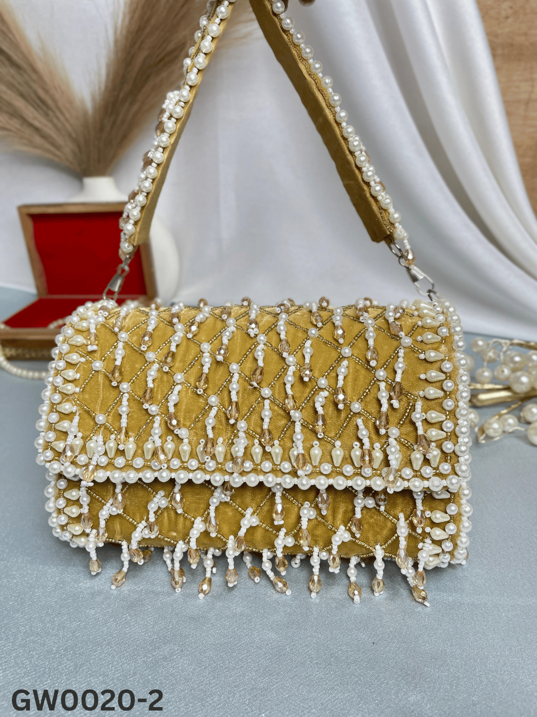 PAKIZA FLOWER THREE FOLD EMBROIDERD SUEDE CLUTCH BEG