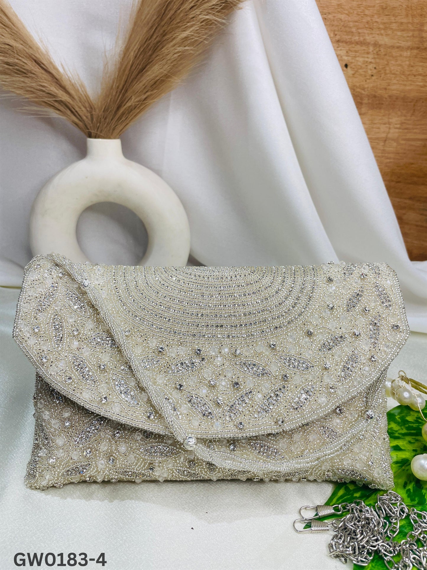 Radiant Arc Hand-Beaded Clutch