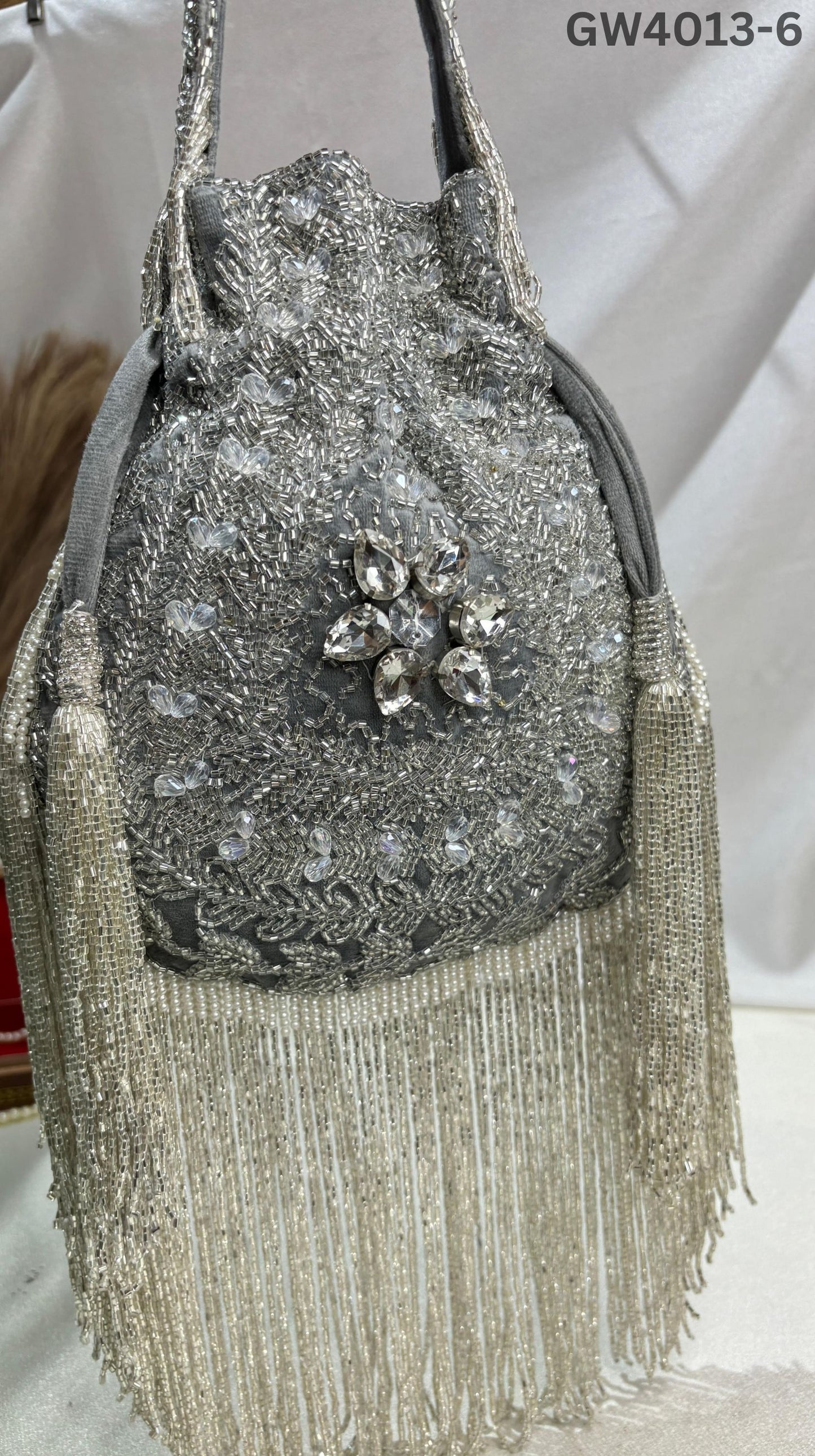Anna designer handwork potli black