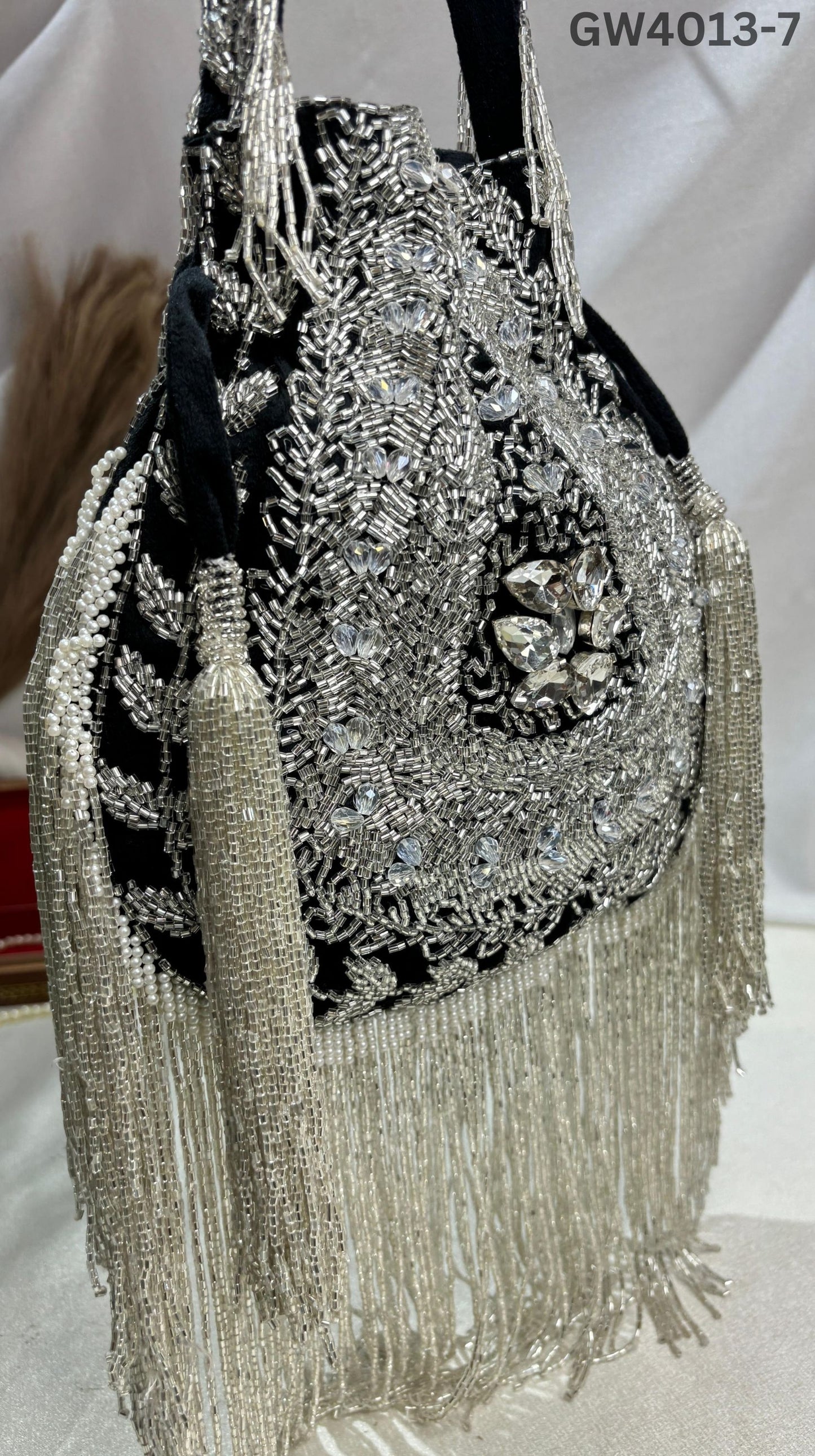 Anna designer handwork potli black