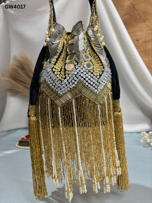 Serenity mirror handwork potli