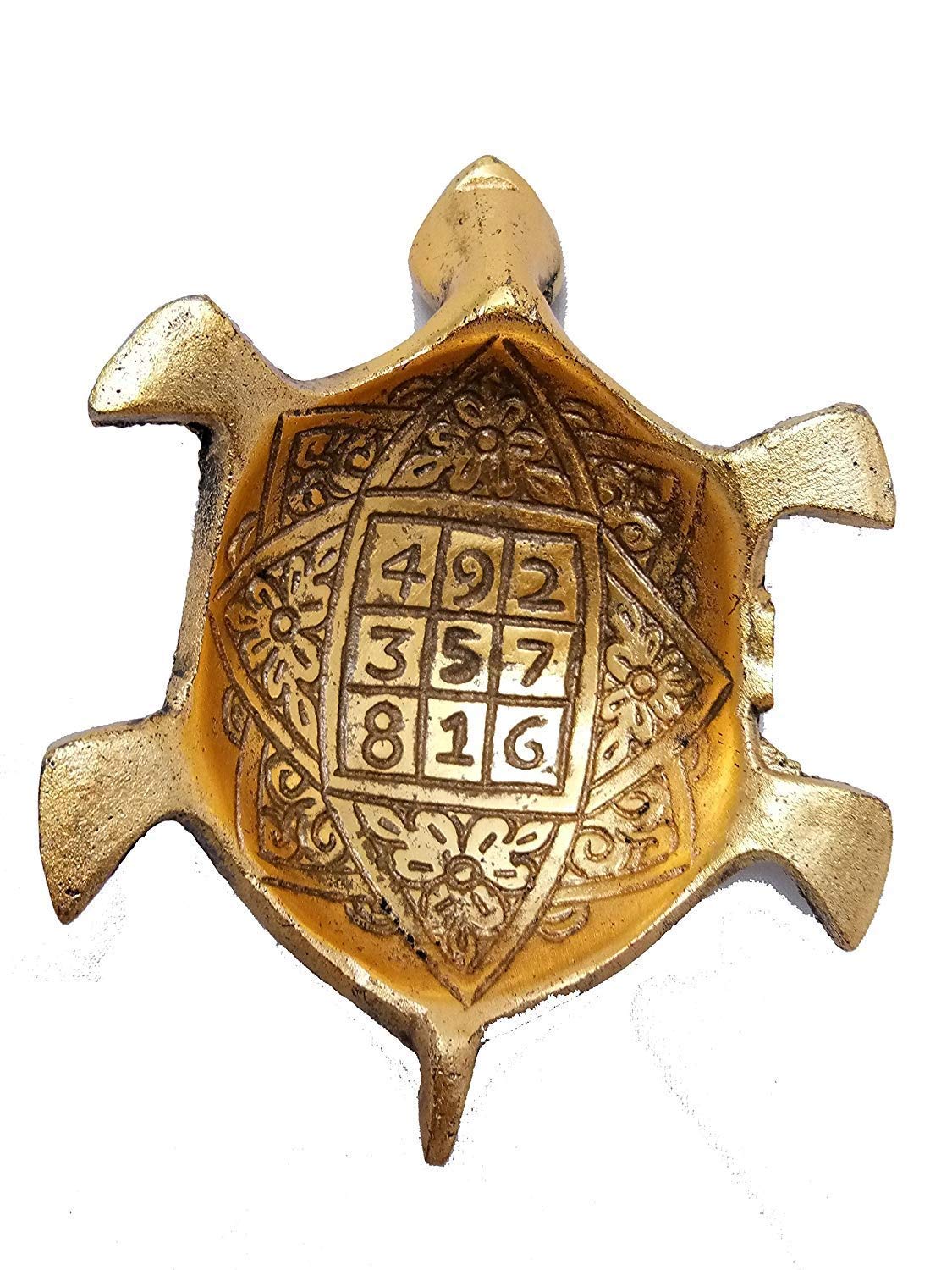 Trendy Crafts Pack Of 4 Golden Tortoise on Designer Plate Enhance Positivity • Invite Prosperity • Elevate Décor