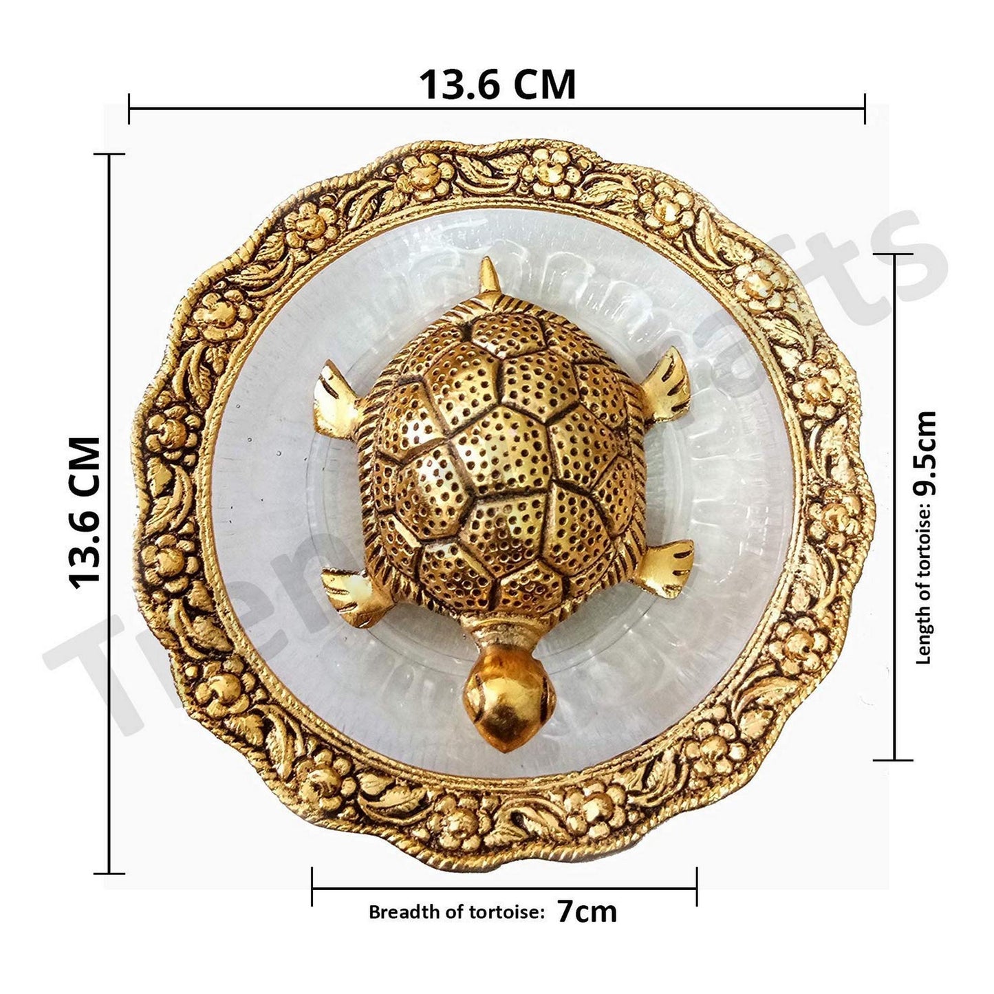 Trendy Crafts Pack Of 4 Golden Tortoise on Designer Plate Enhance Positivity • Invite Prosperity • Elevate Décor