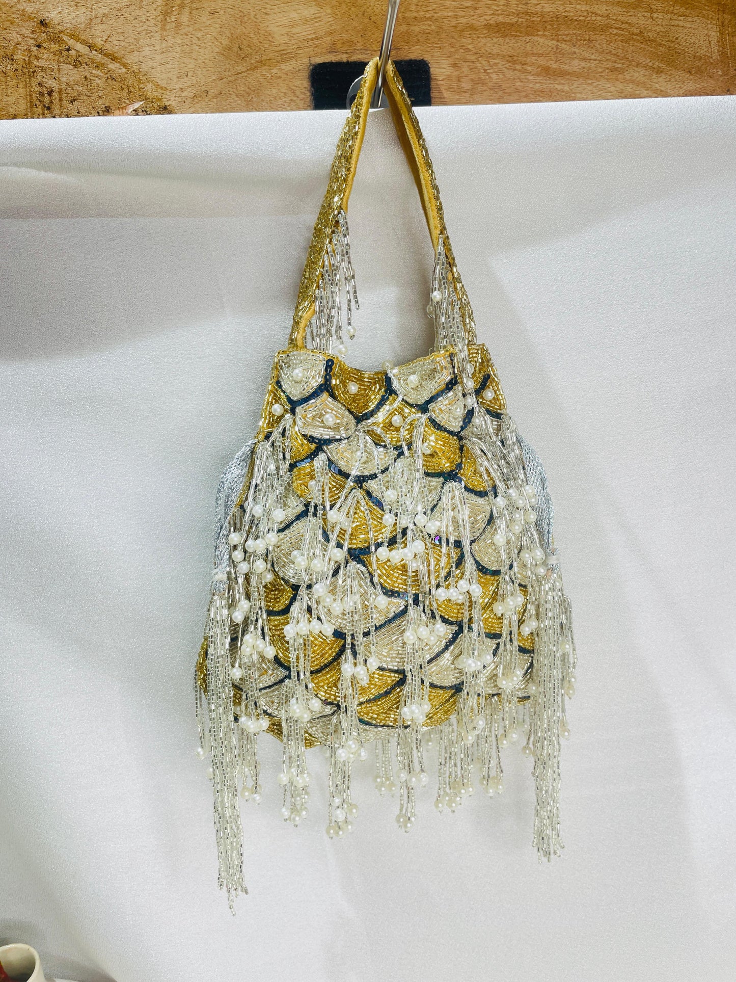 Sophie red pearl flowers potli