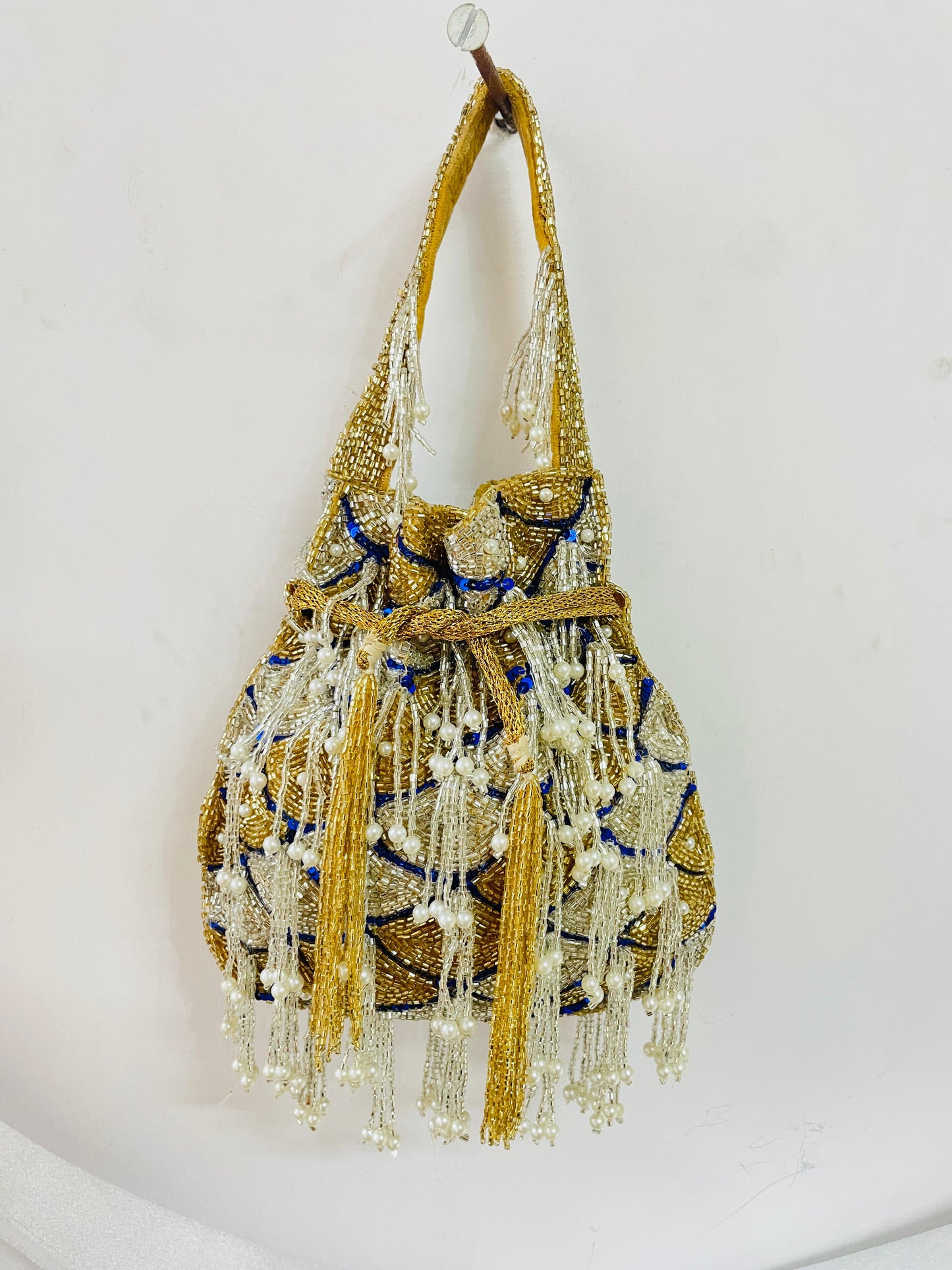 Sophie red pearl flowers potli