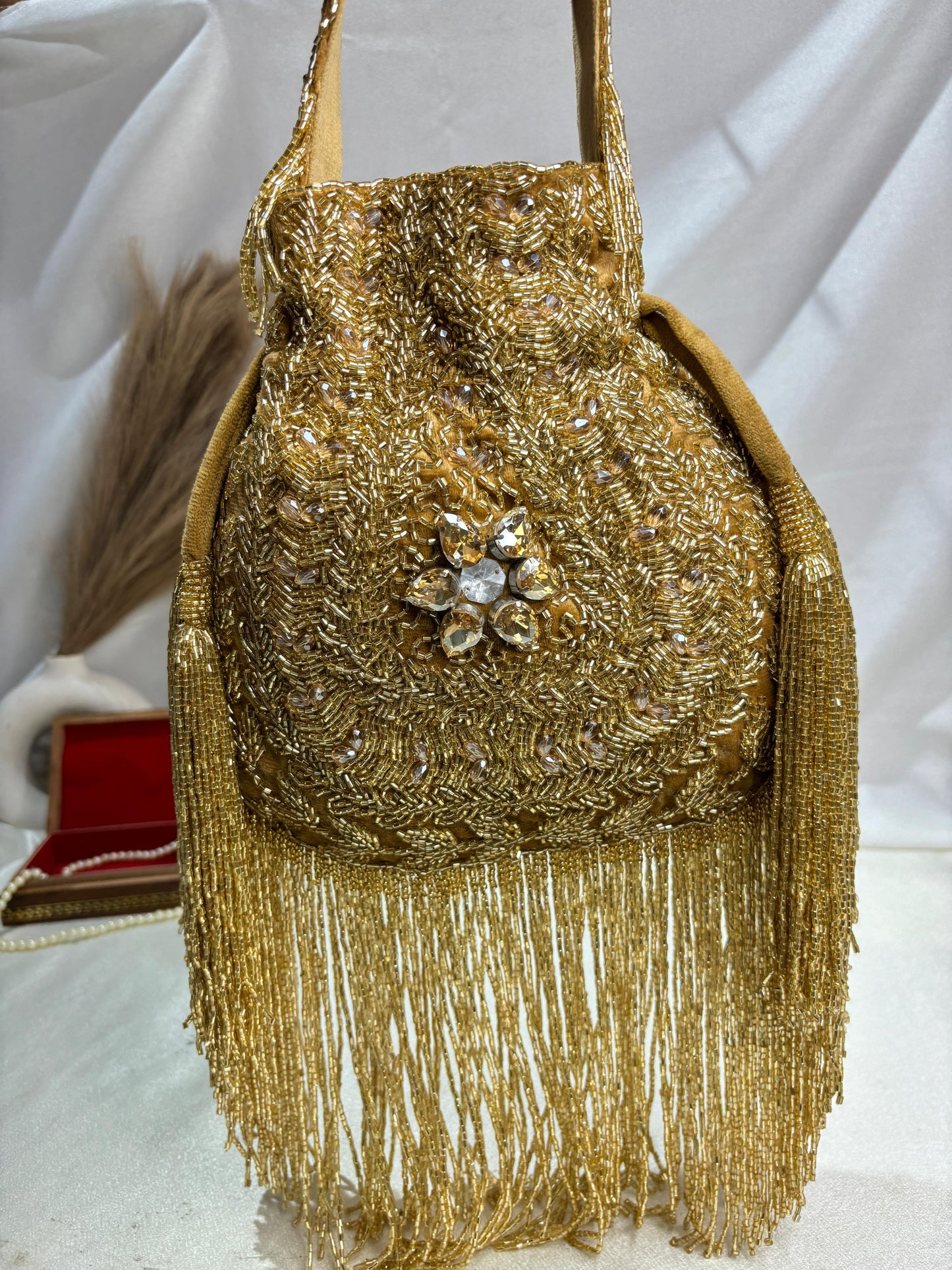 Anna designer handwork potli black