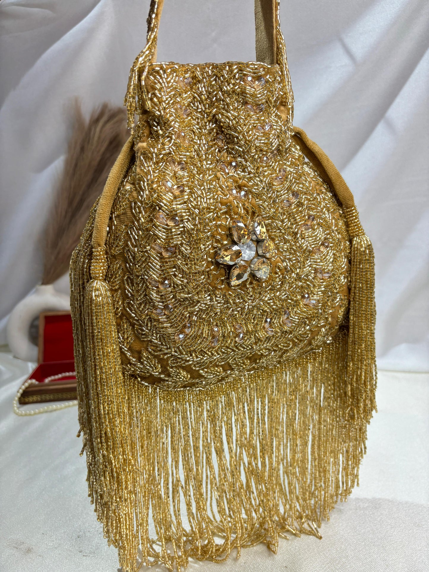 Anna designer handwork potli black