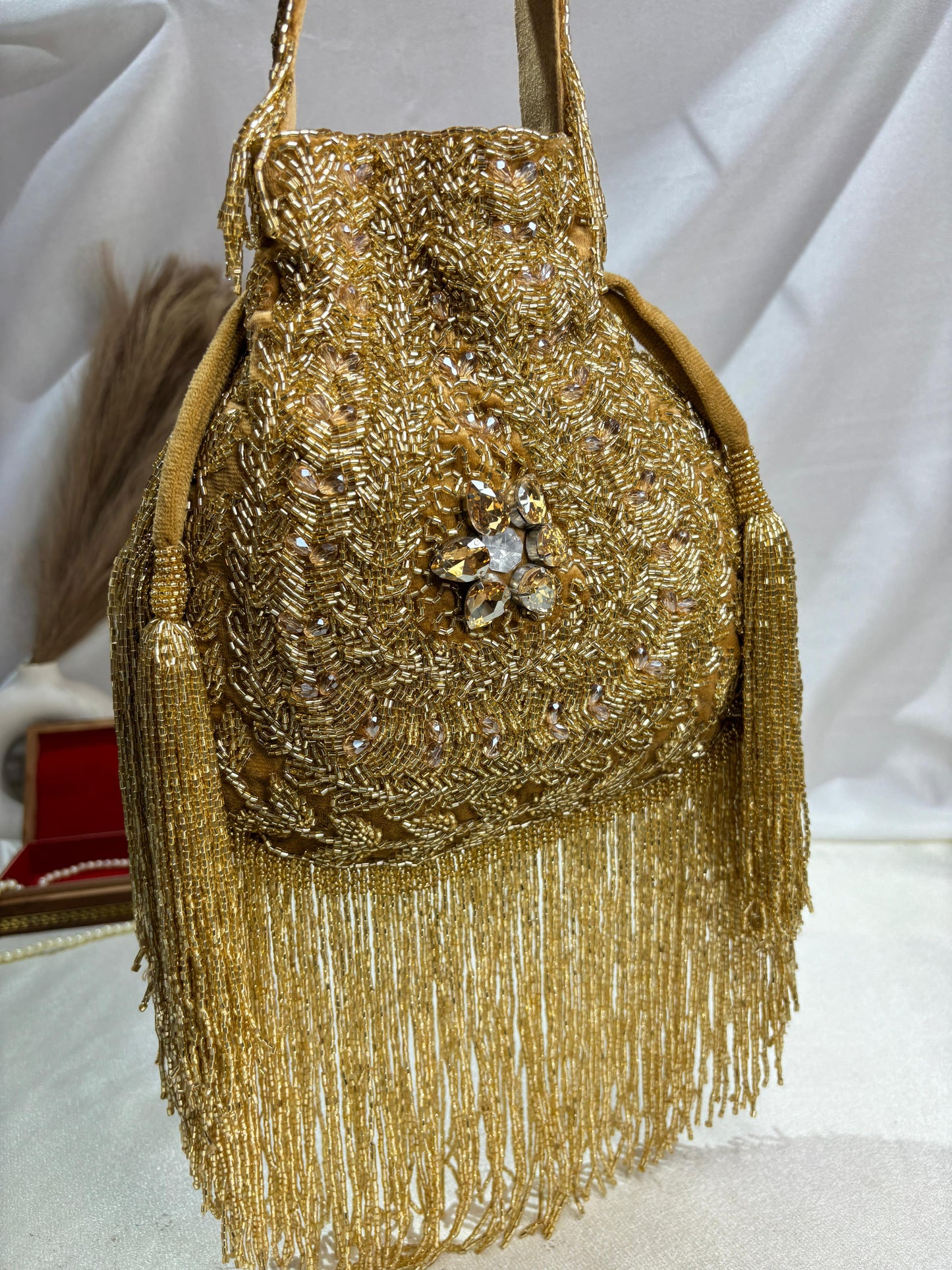 Anna designer handwork potli black