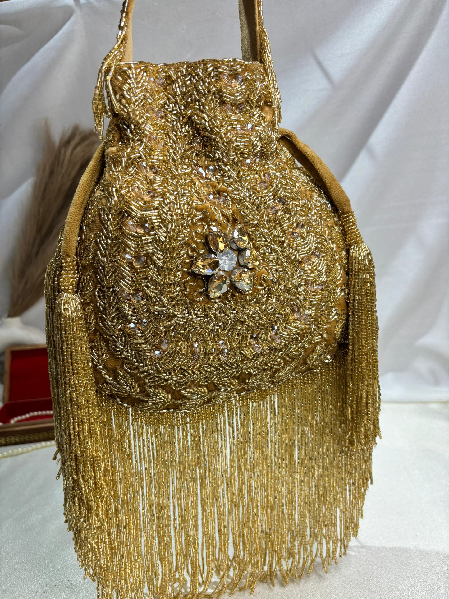 Anna designer handwork potli black