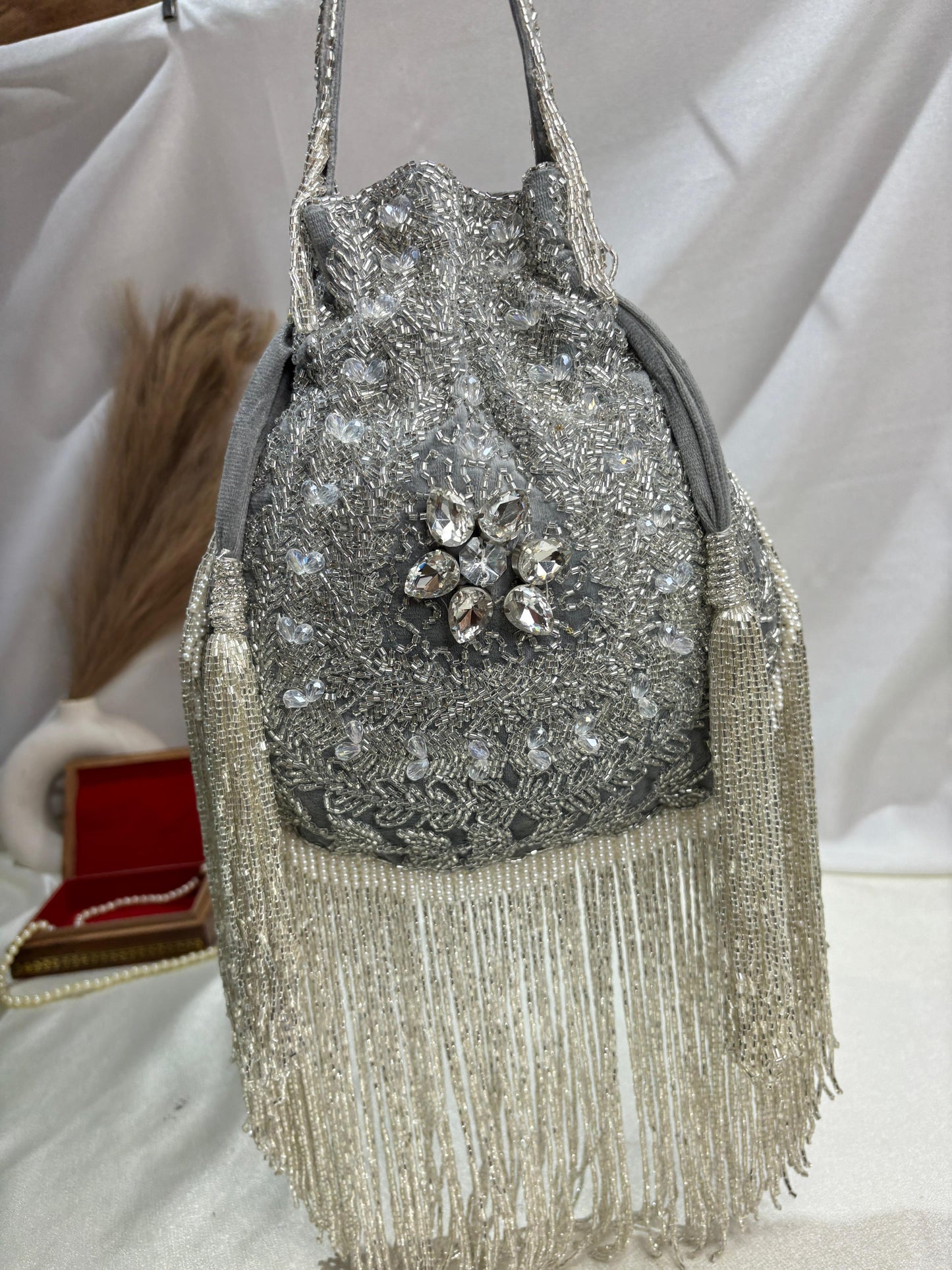 Anna designer handwork potli black