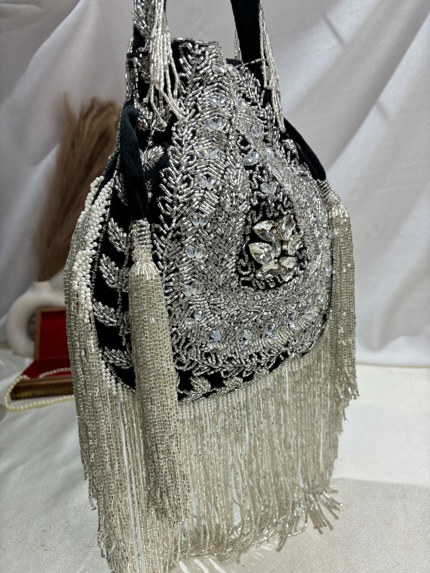 Anna designer handwork potli black