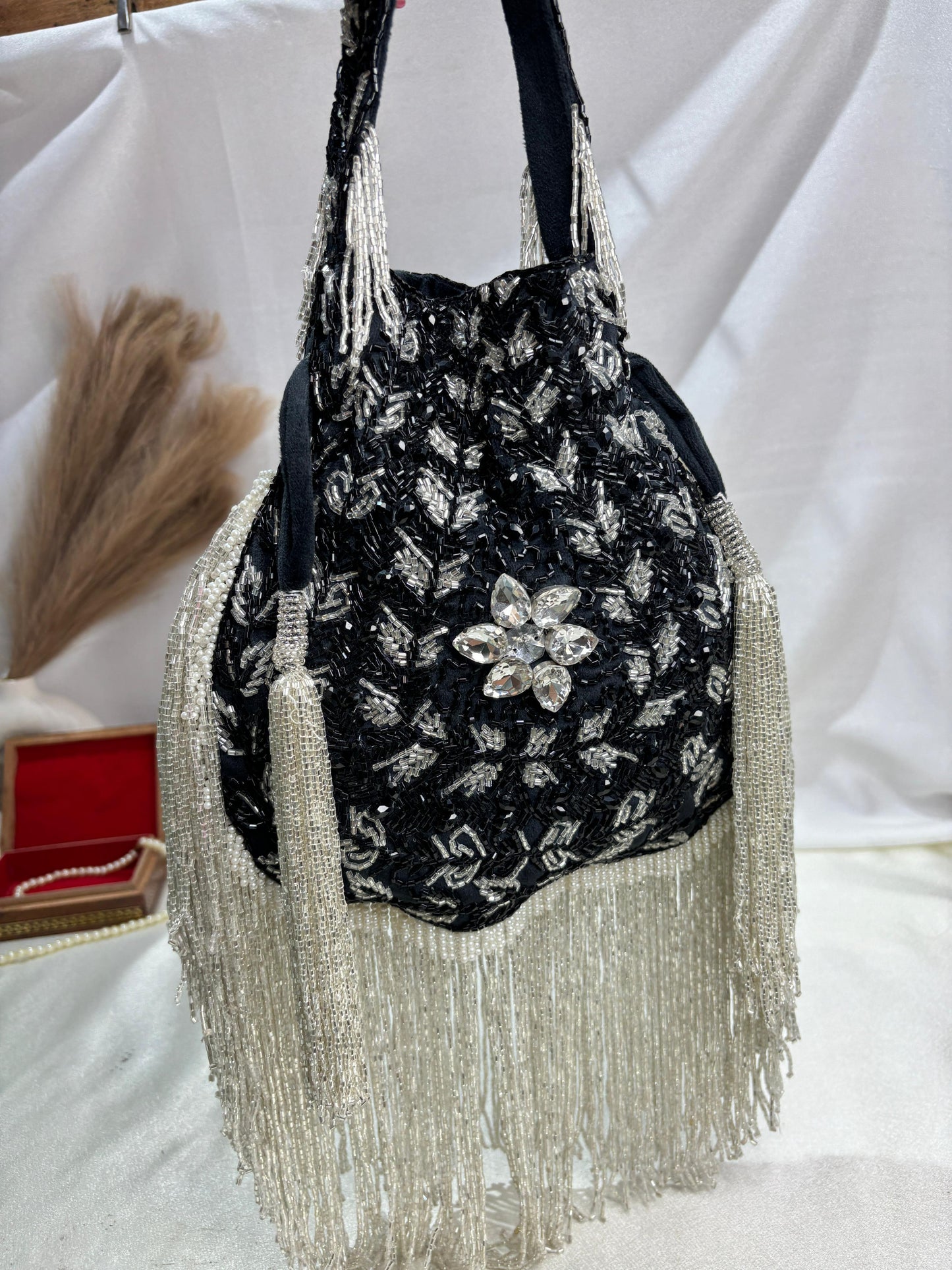 Anna designer handwork potli black