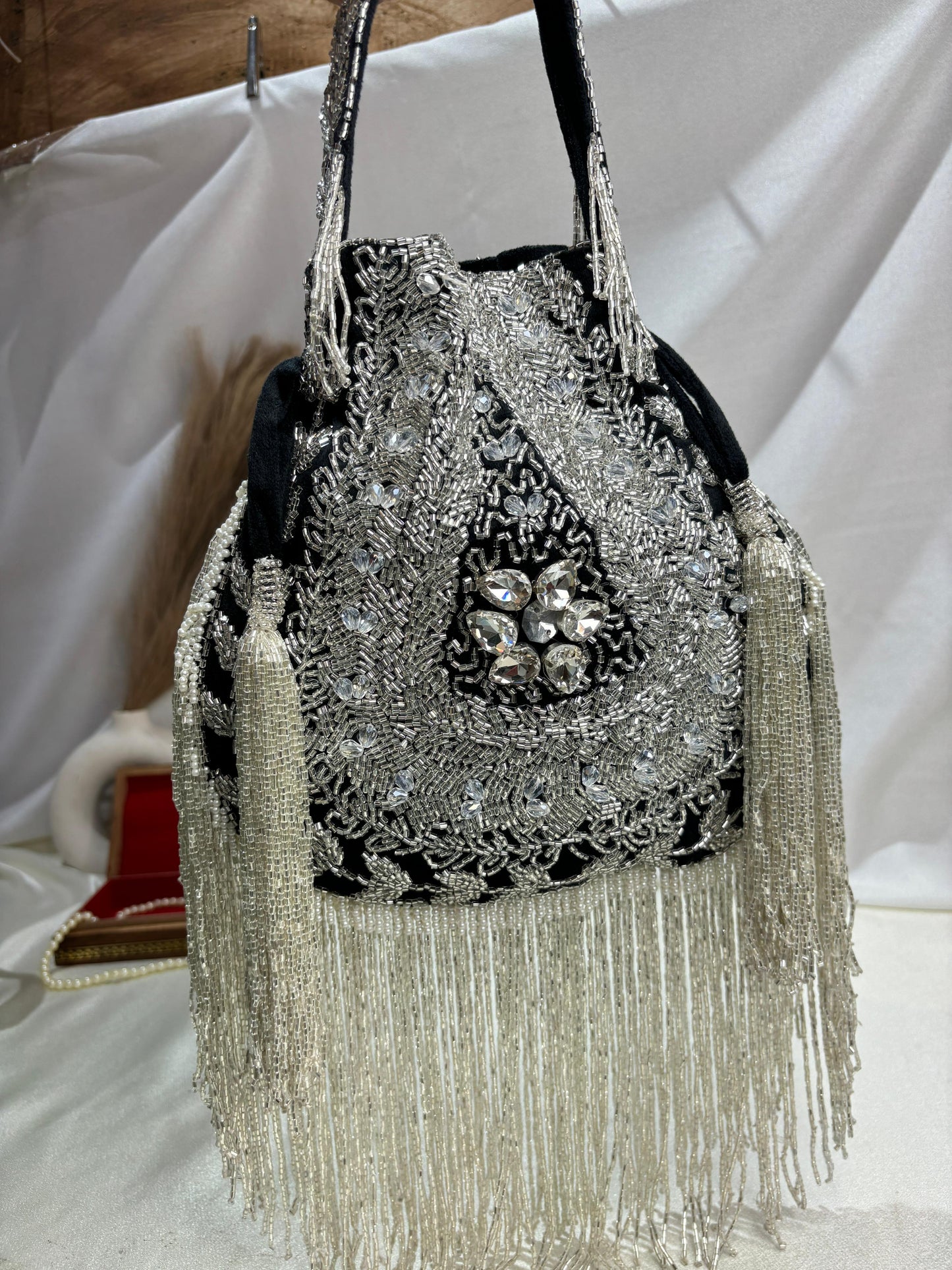 Anna designer handwork potli black