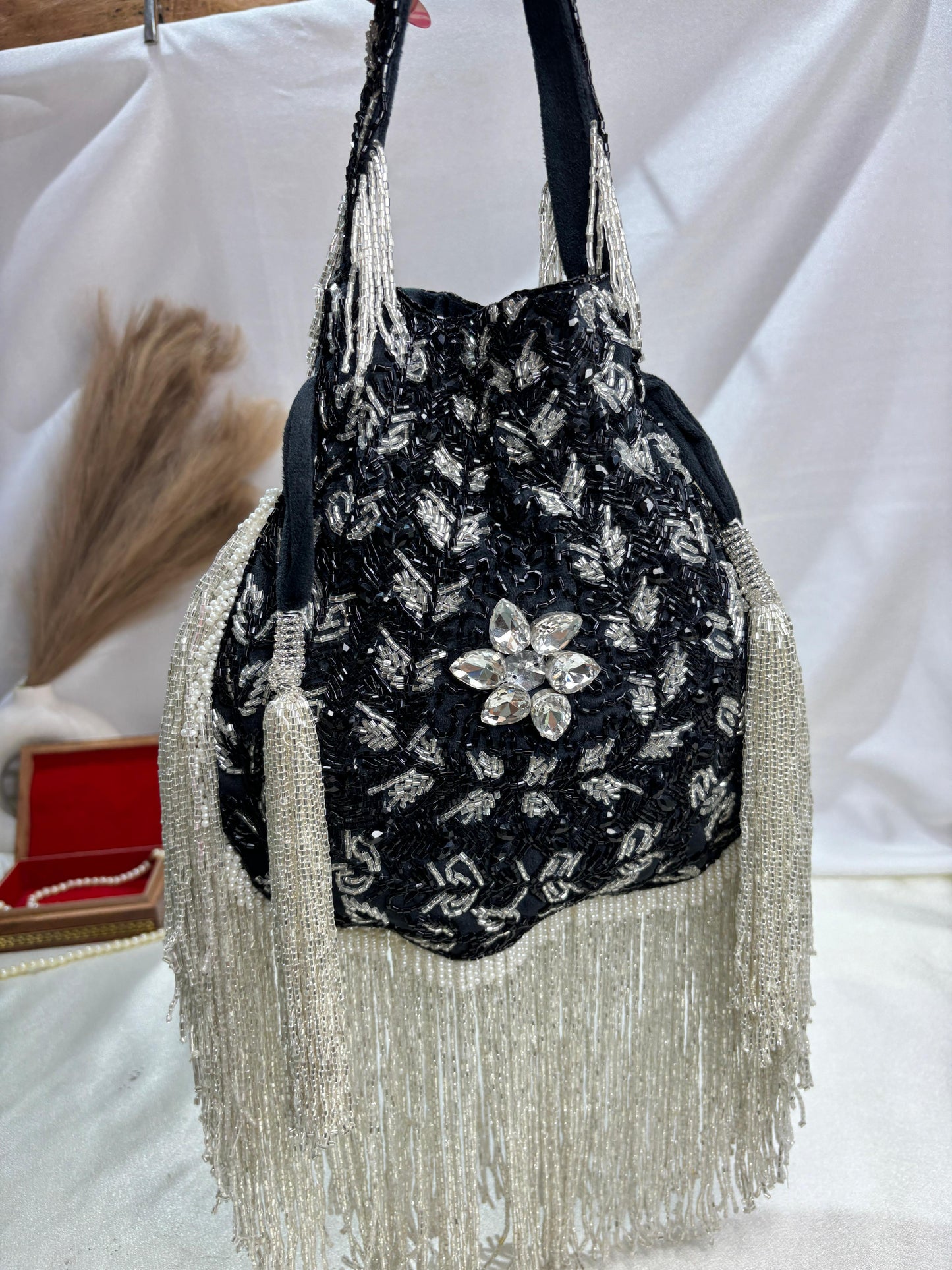 Anna designer handwork potli black