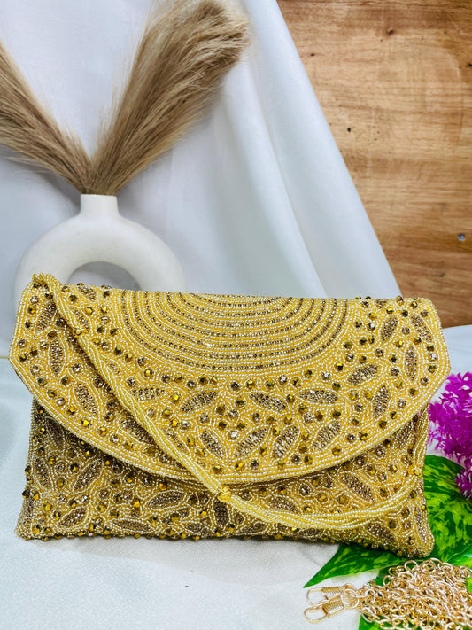 Radiant Arc Hand-Beaded Clutch