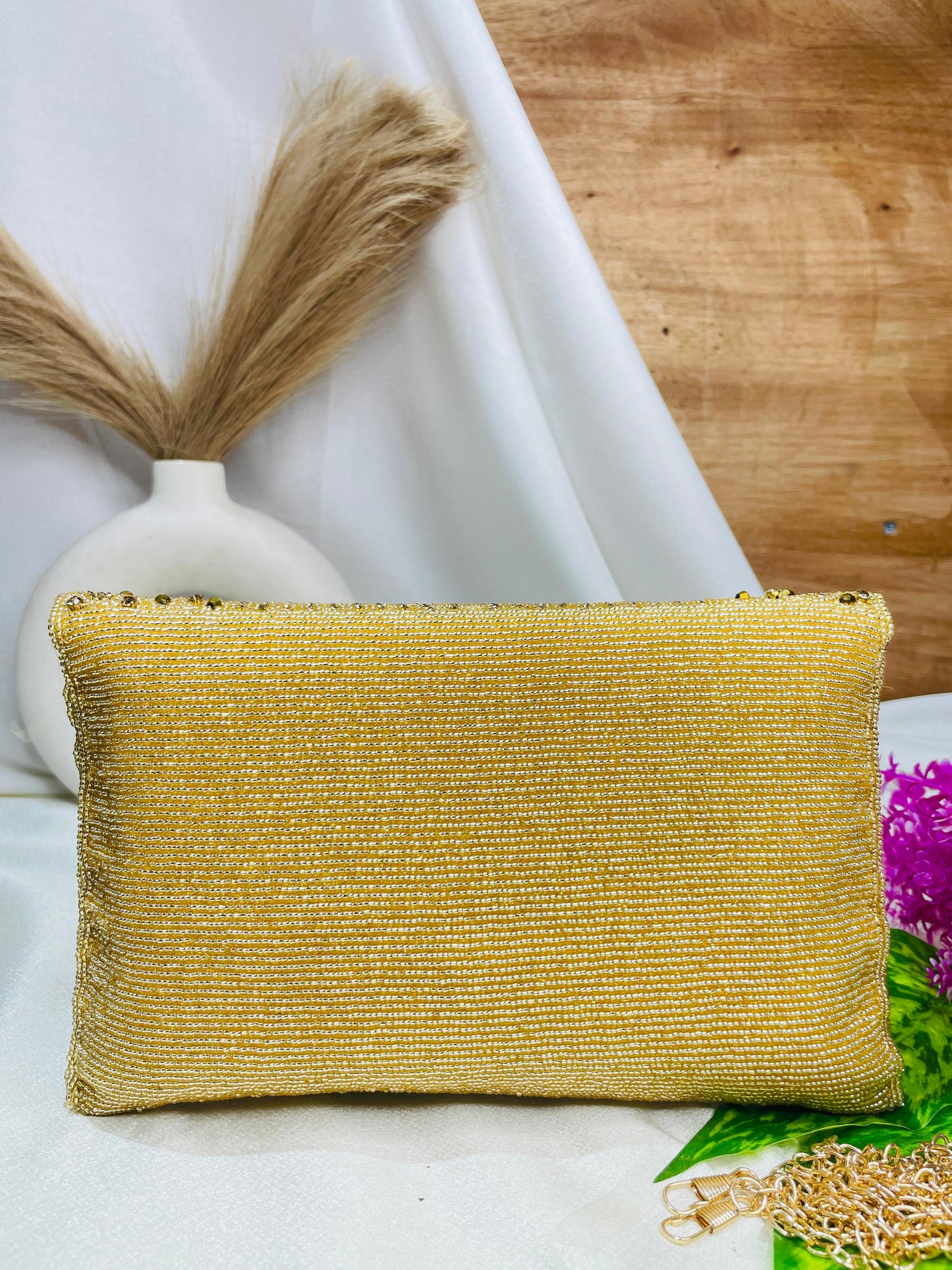 Radiant Arc Hand-Beaded Clutch