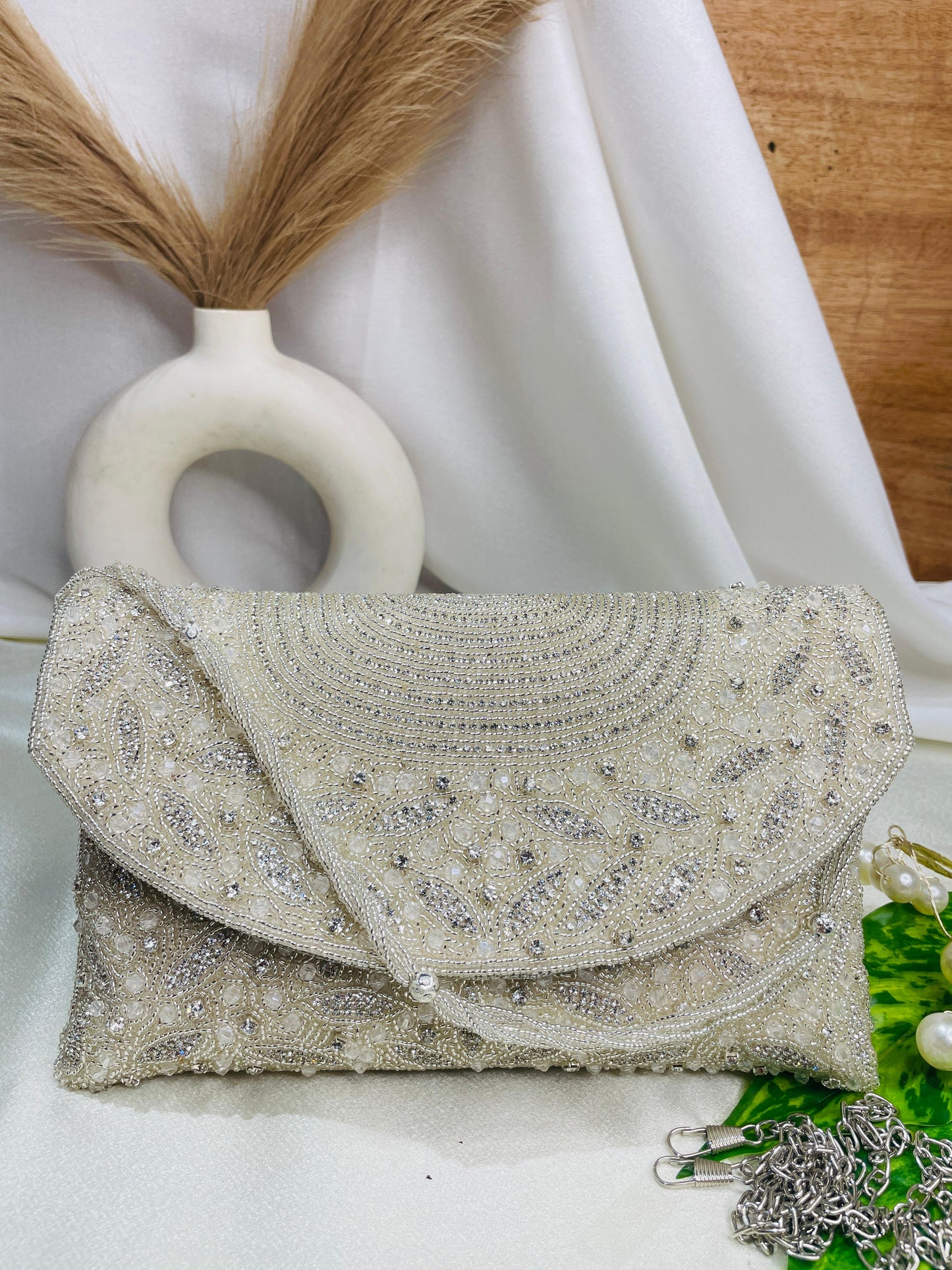 Radiant Arc Hand-Beaded Clutch
