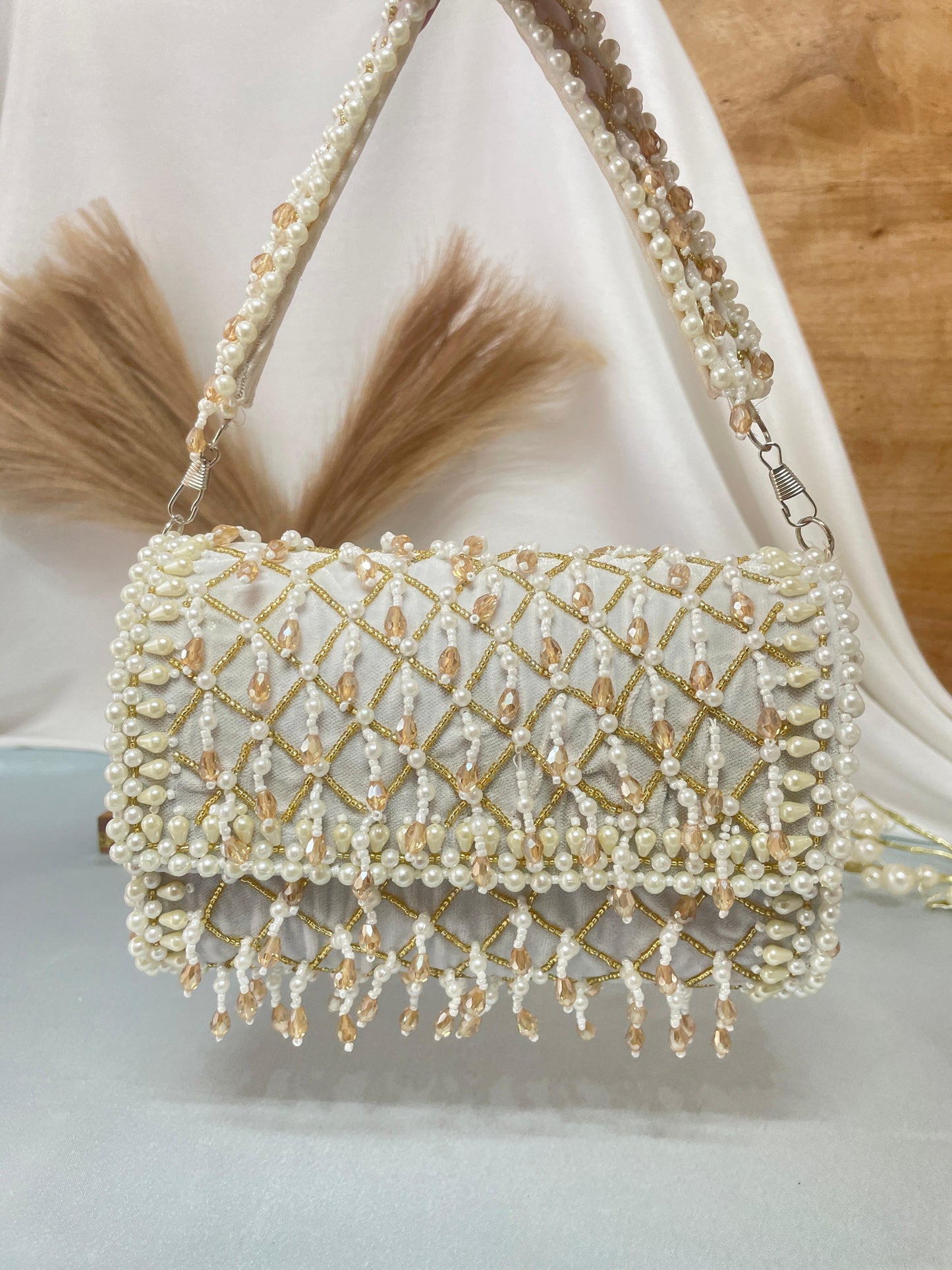 PAKIZA FLOWER THREE FOLD EMBROIDERD SUEDE CLUTCH BEG