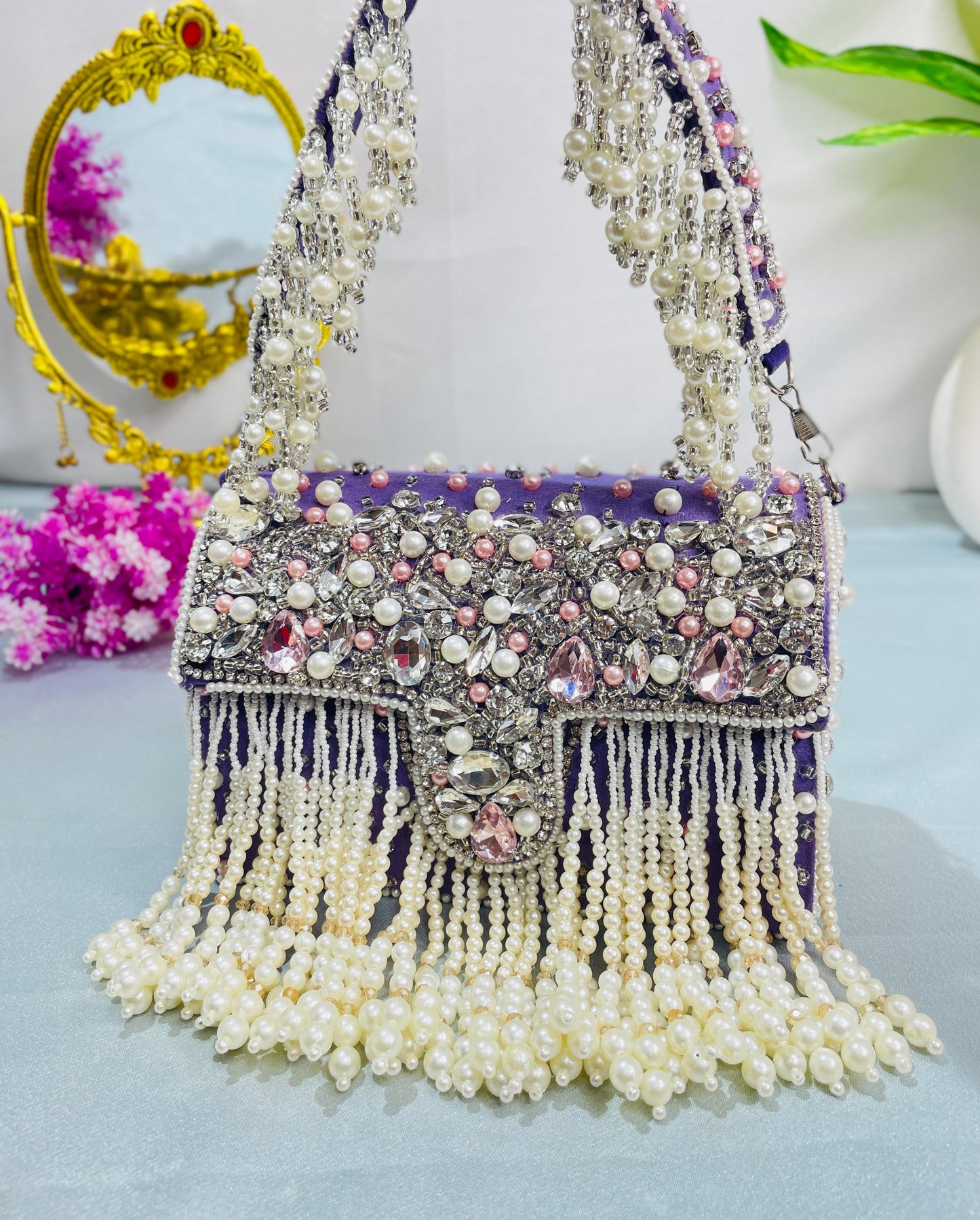 Maharani crystal flap clutch