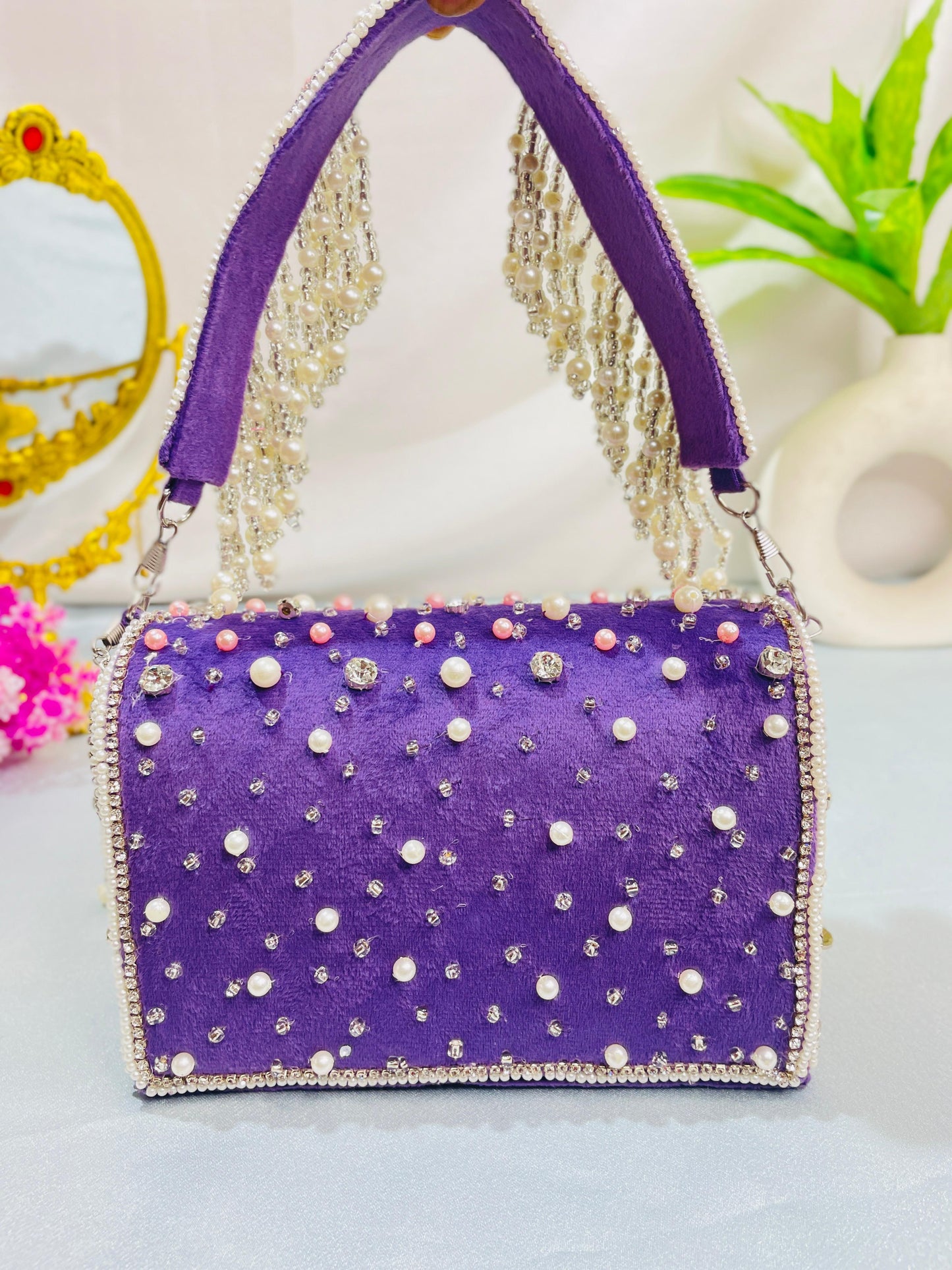Maharani crystal flap clutch