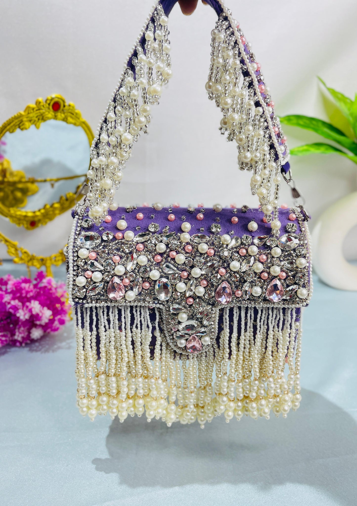 Maharani crystal flap clutch