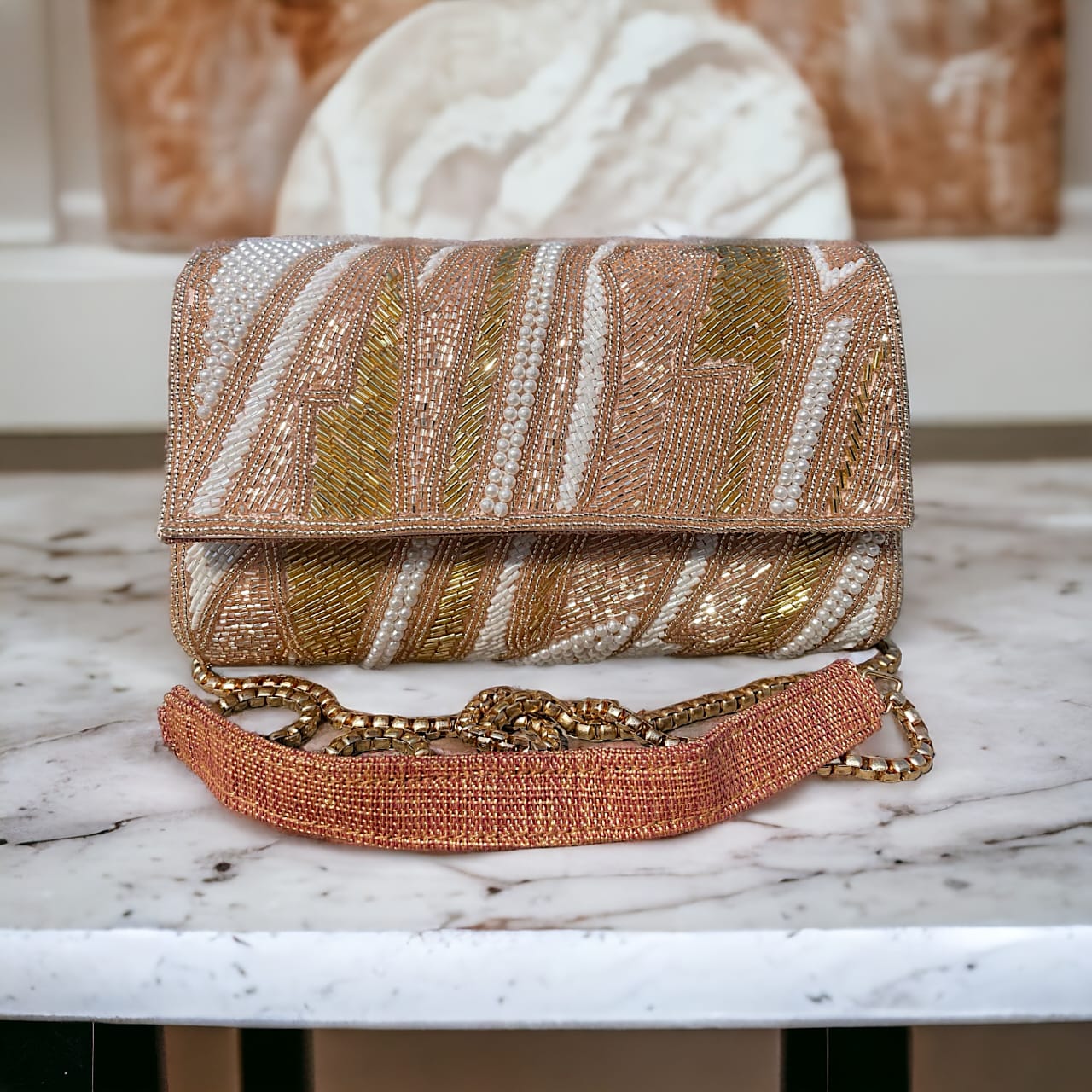 ZIANA CUTDANA PINK flap clutch