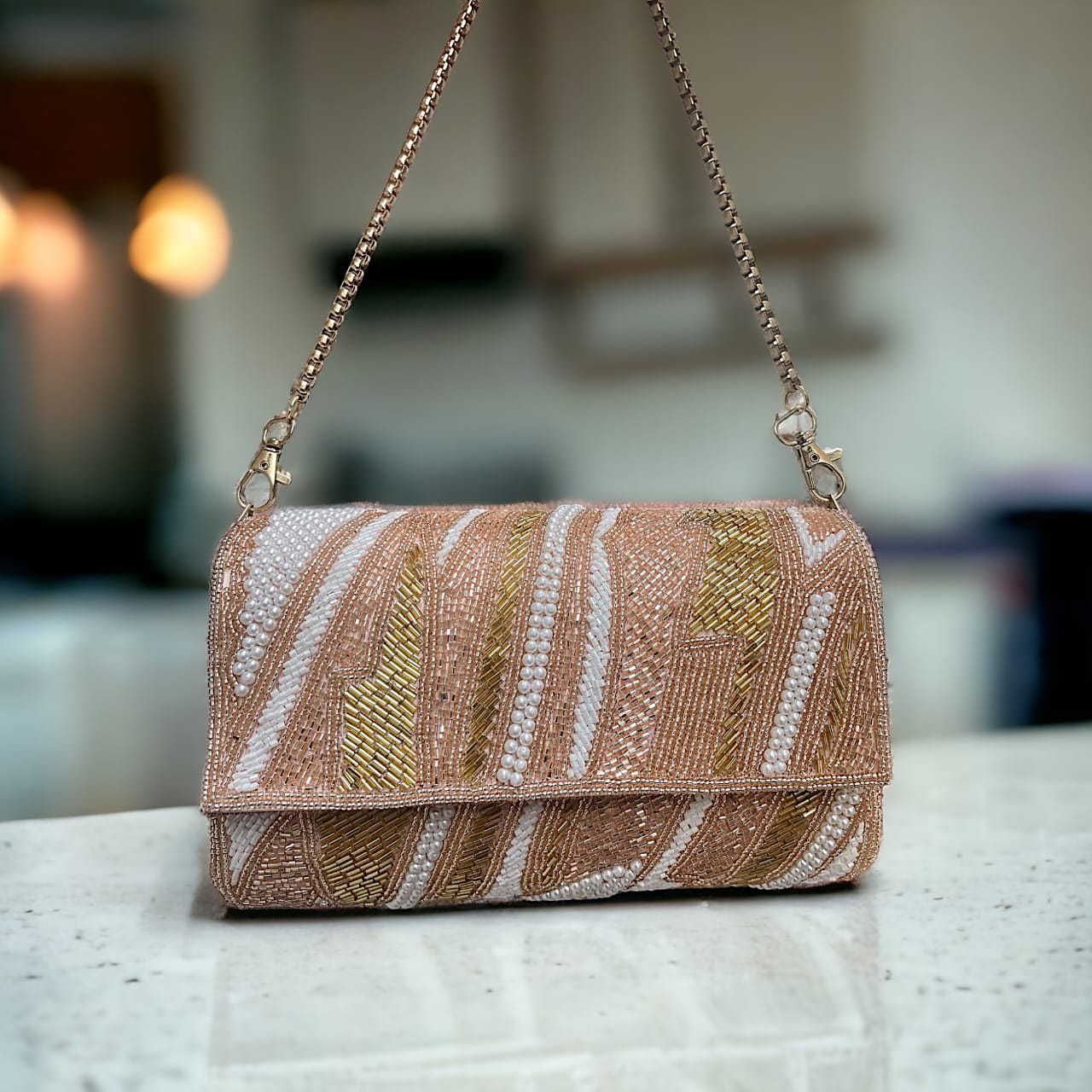 ZIANA CUTDANA PINK flap clutch