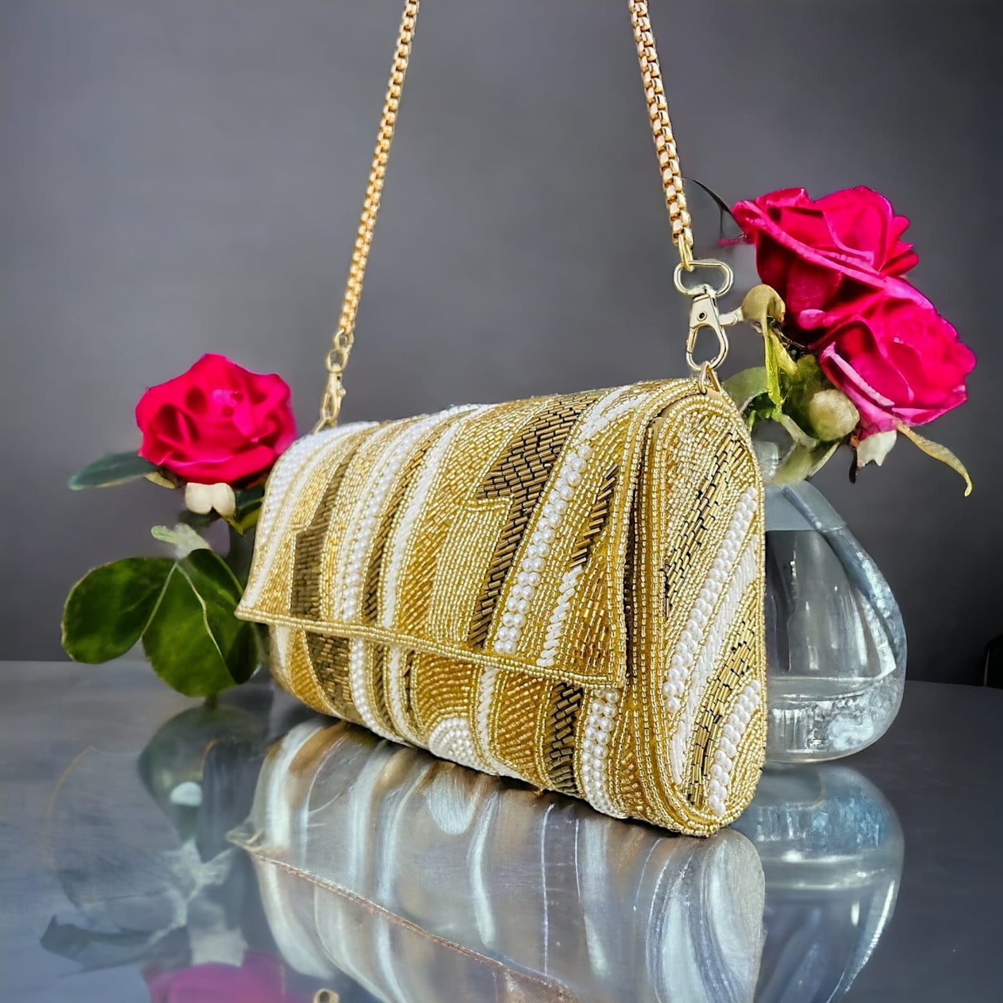 ZIANA CUTDANA PINK flap clutch