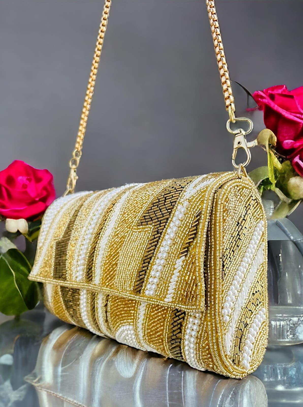 ZIANA CUTDANA PINK flap clutch