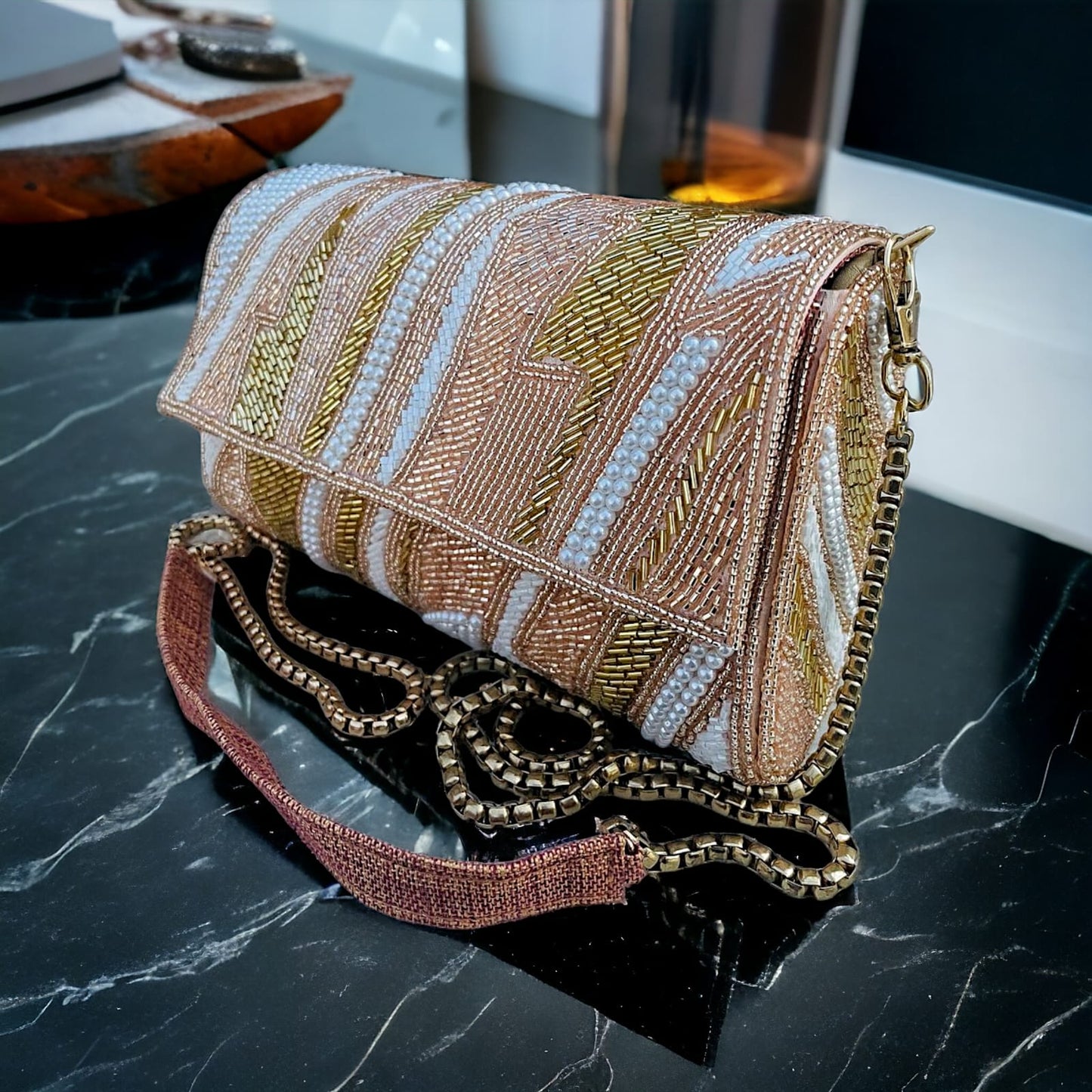 ZIANA CUTDANA PINK flap clutch