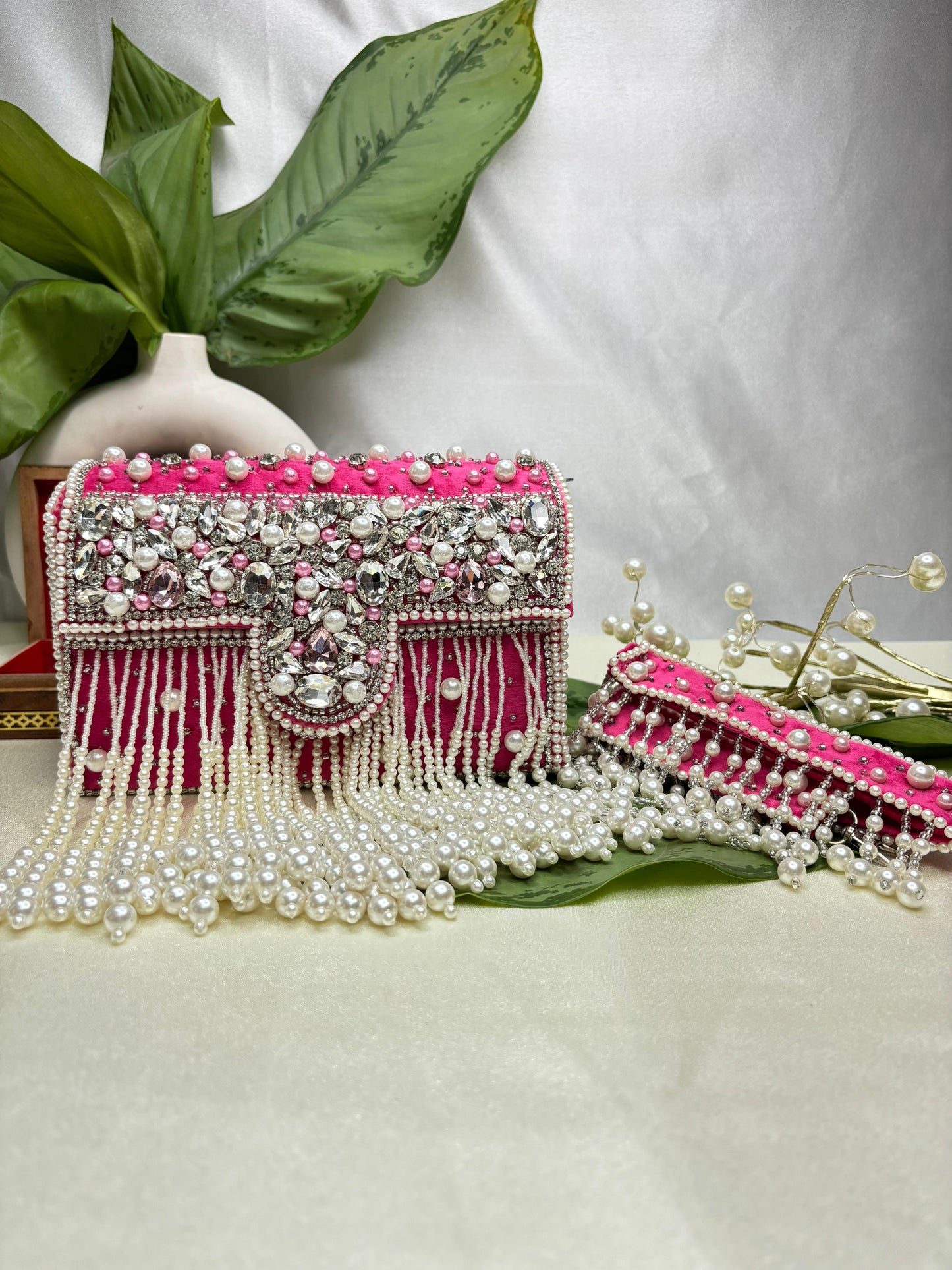 Maharani crystal flap clutch