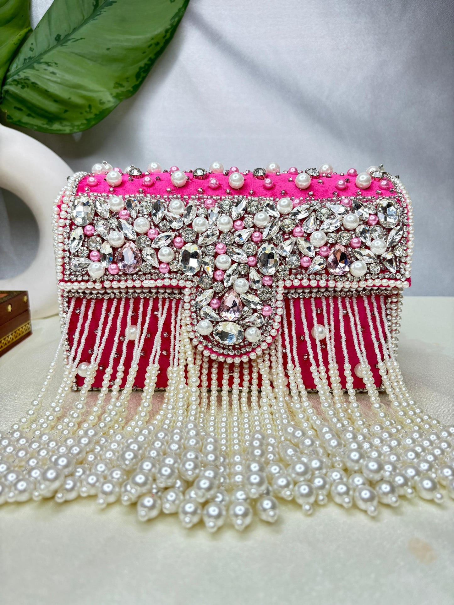 Maharani crystal flap clutch