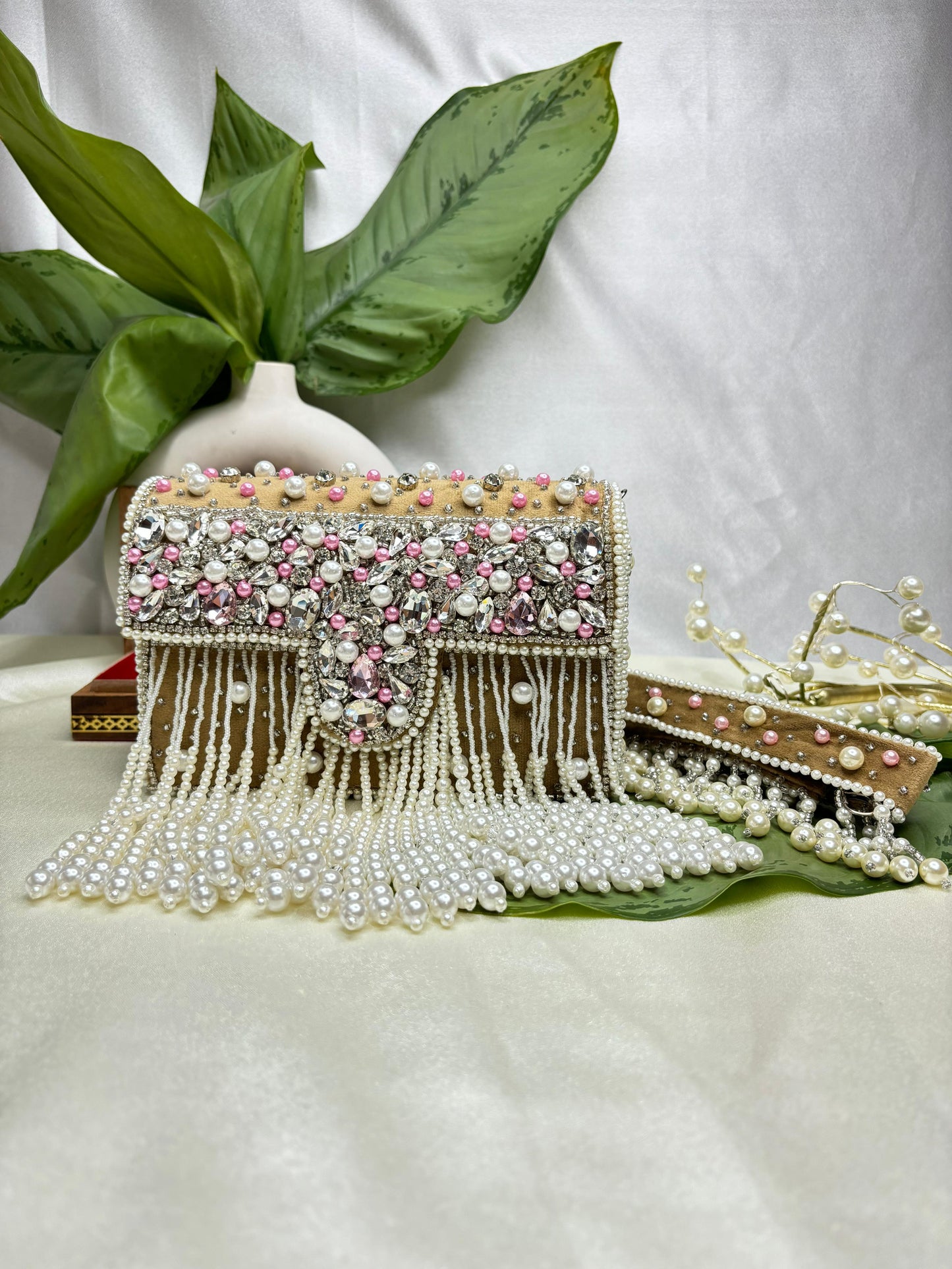 Maharani crystal flap clutch