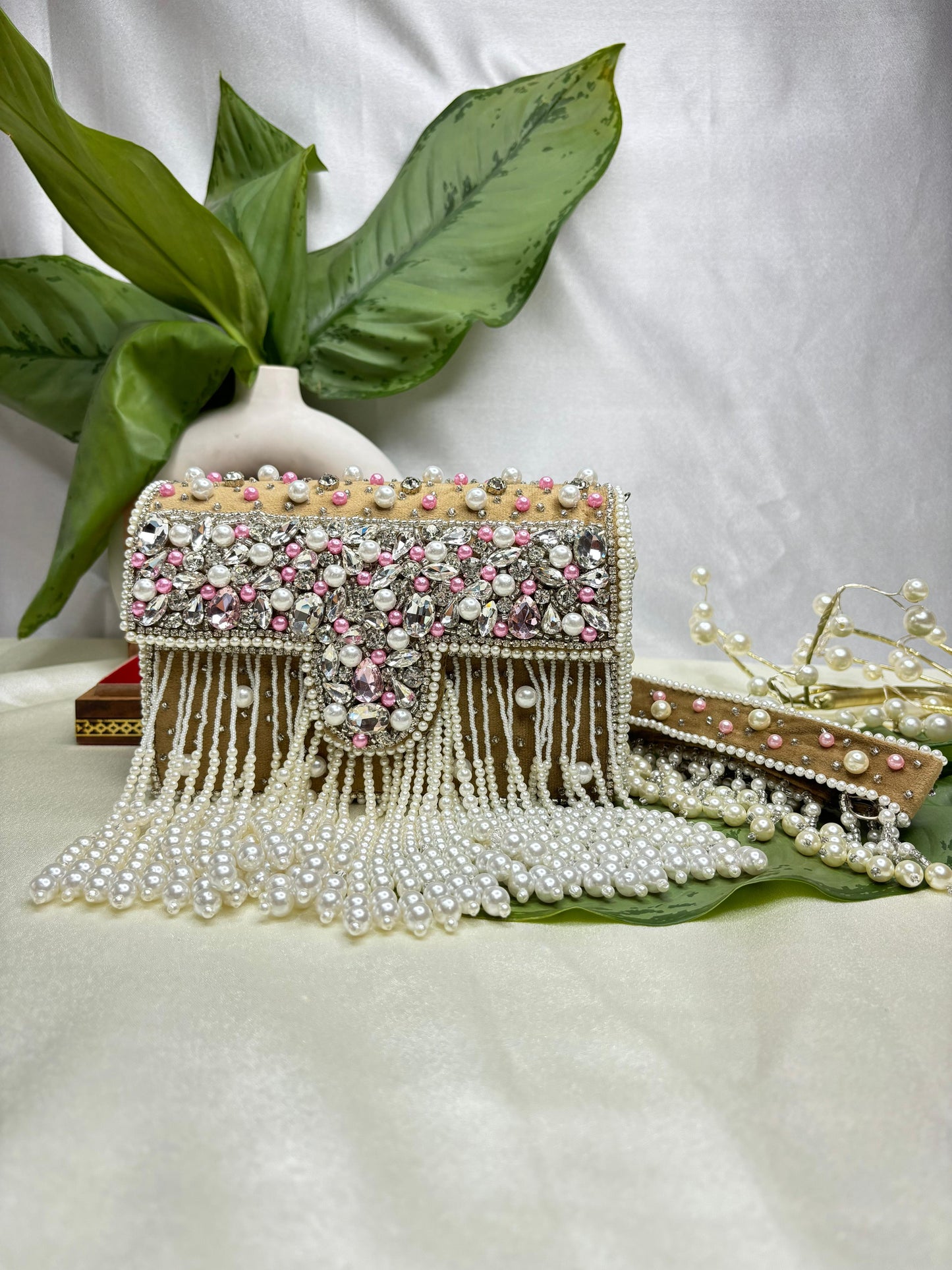 Maharani crystal flap clutch