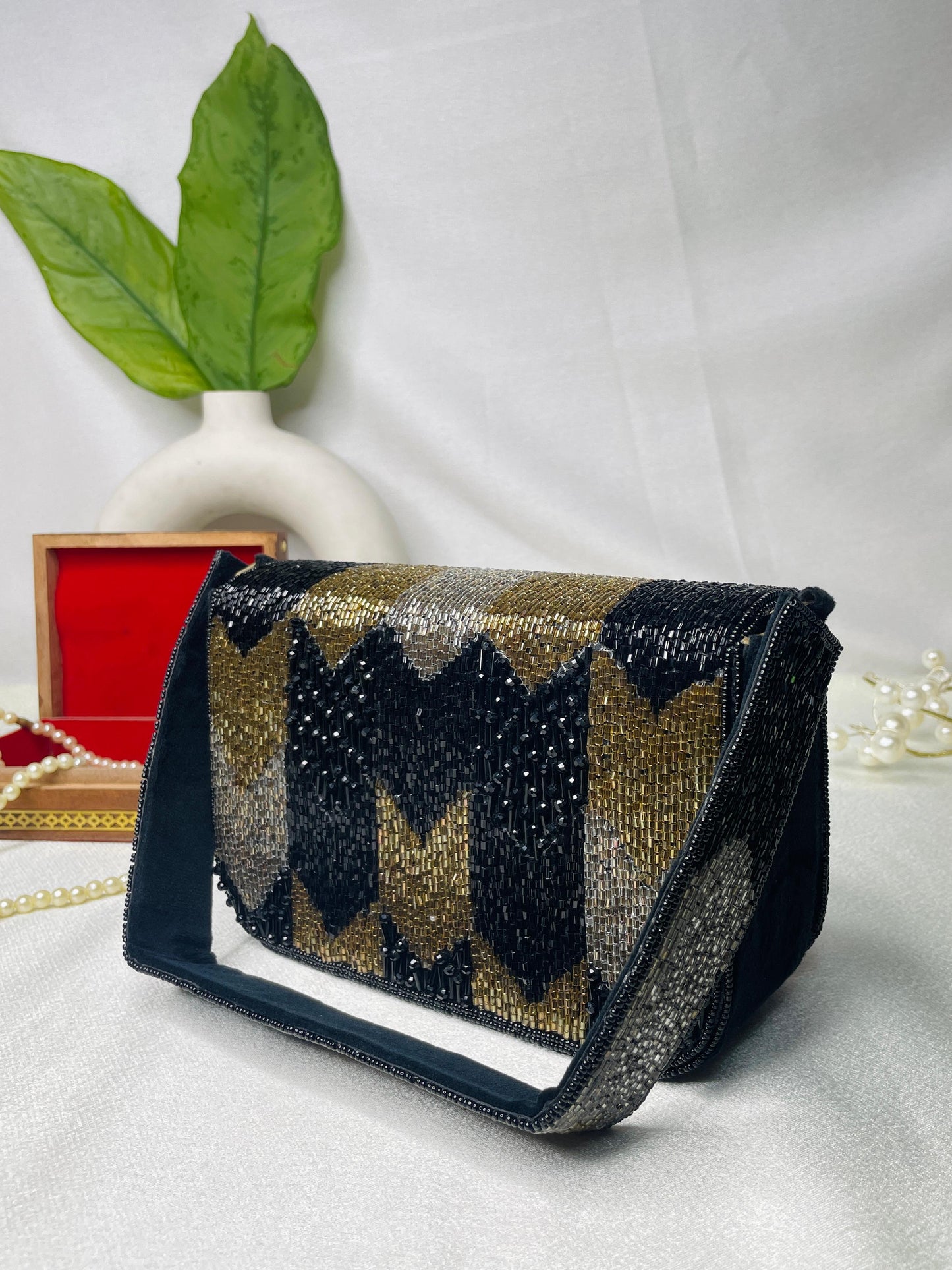 PAKIZA FLOWER THREE FOLD EMBROIDERD SUEDE
