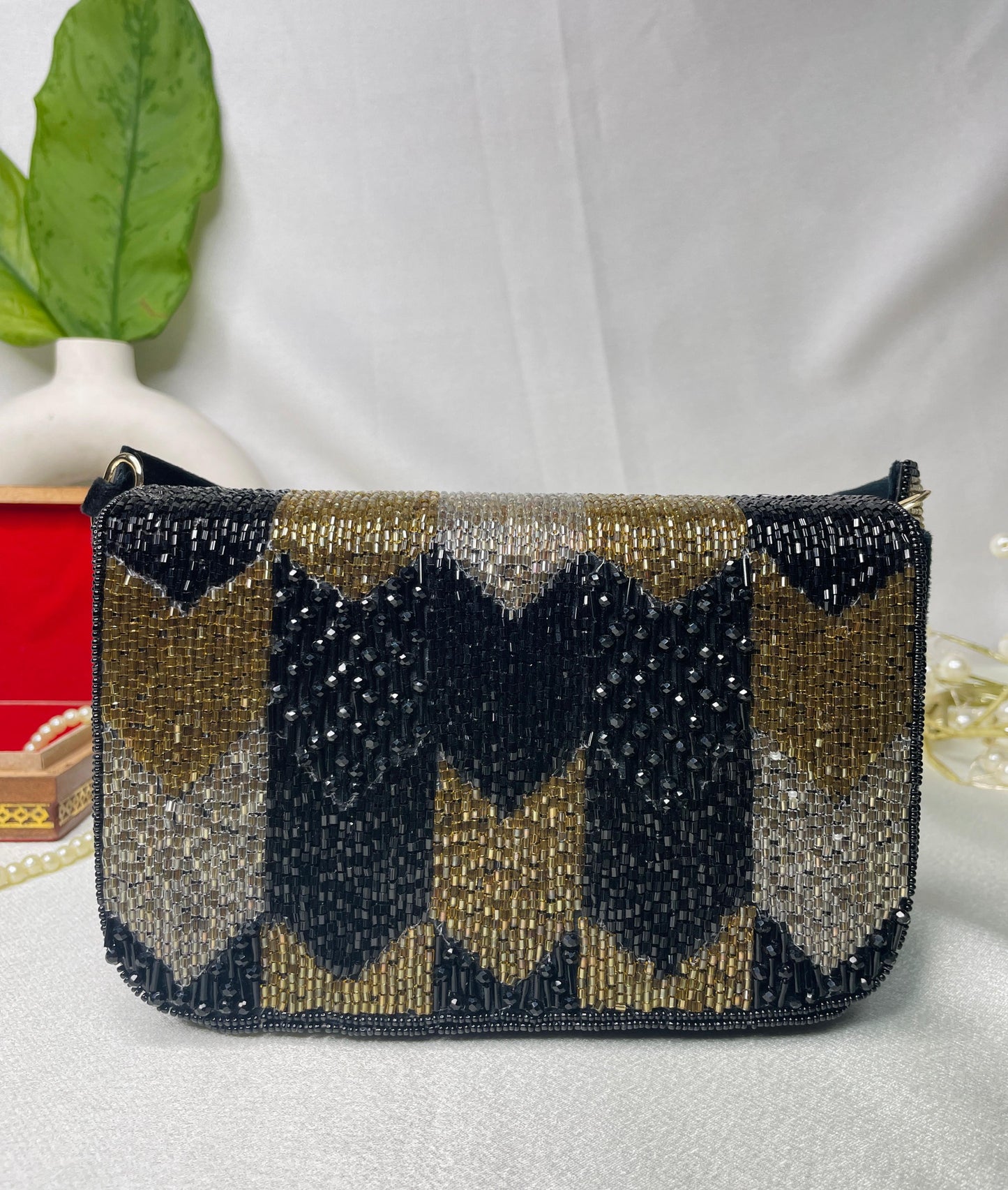 PAKIZA FLOWER THREE FOLD EMBROIDERD SUEDE