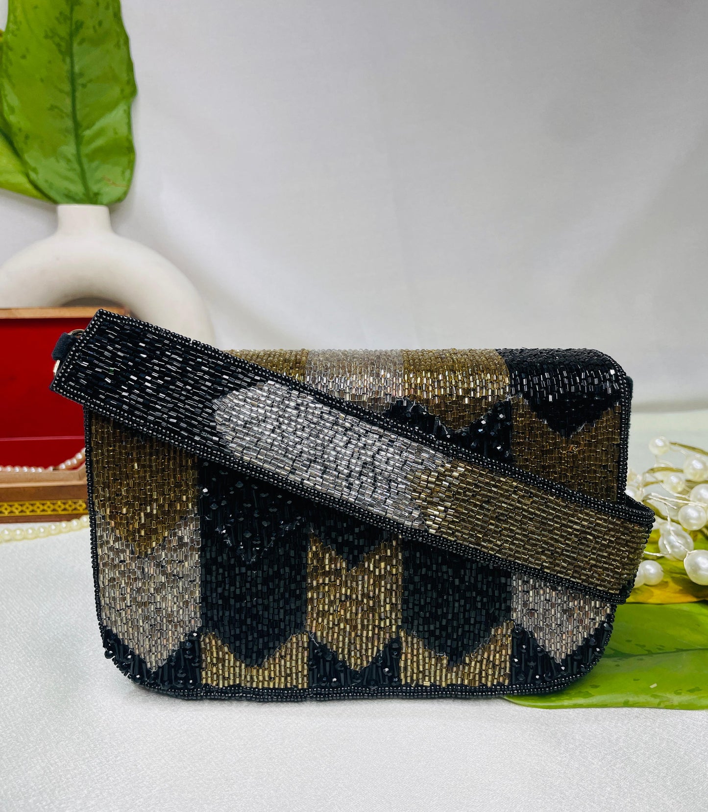 PAKIZA FLOWER THREE FOLD EMBROIDERD SUEDE