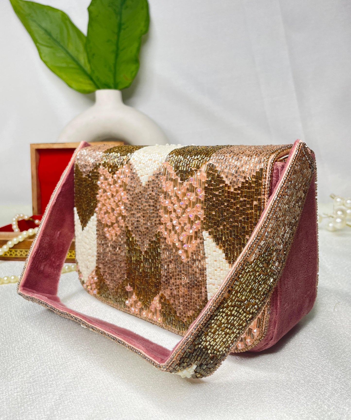PAKIZA FLOWER THREE FOLD EMBROIDERD SUEDE