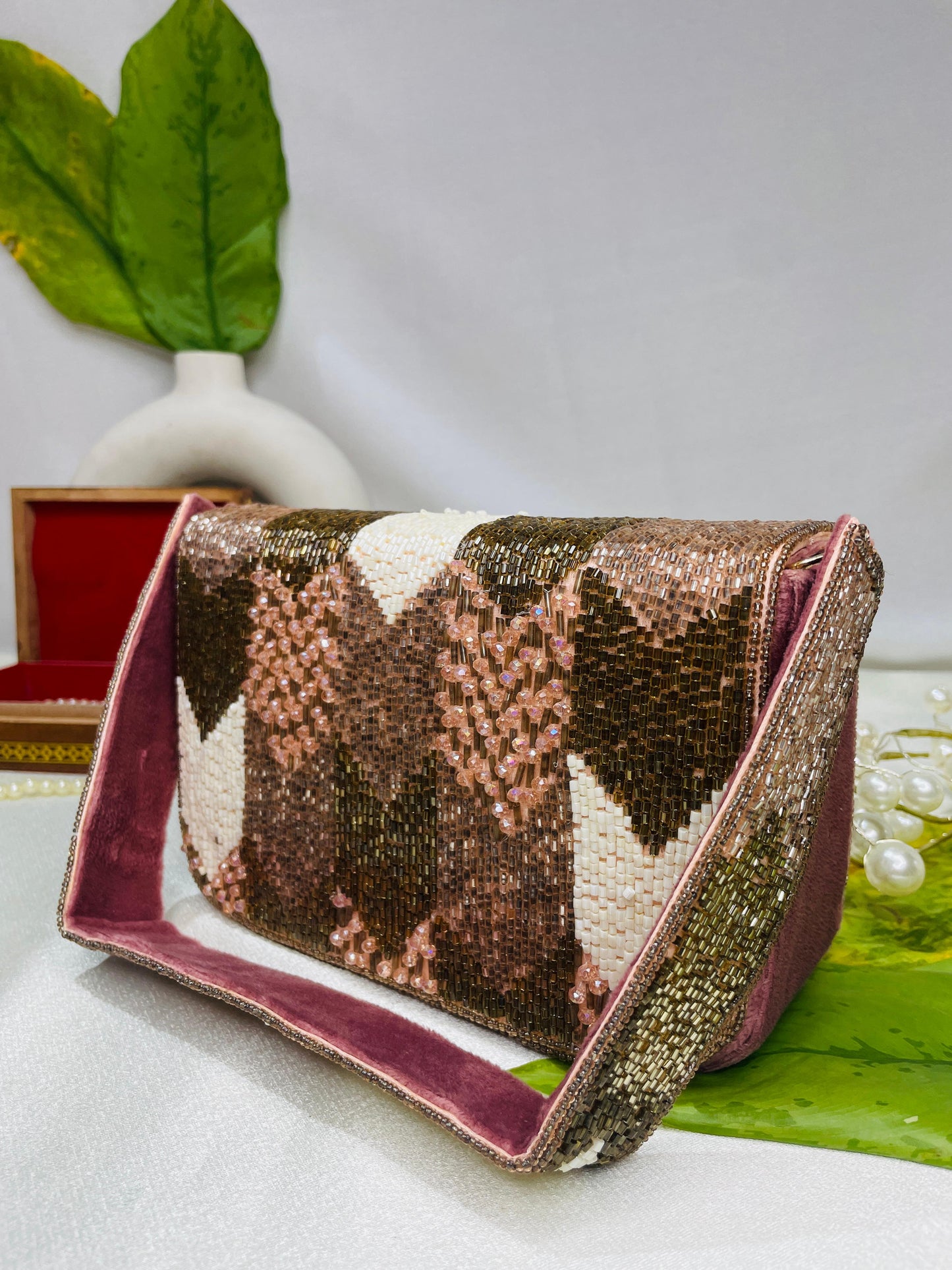 PAKIZA FLOWER THREE FOLD EMBROIDERD SUEDE