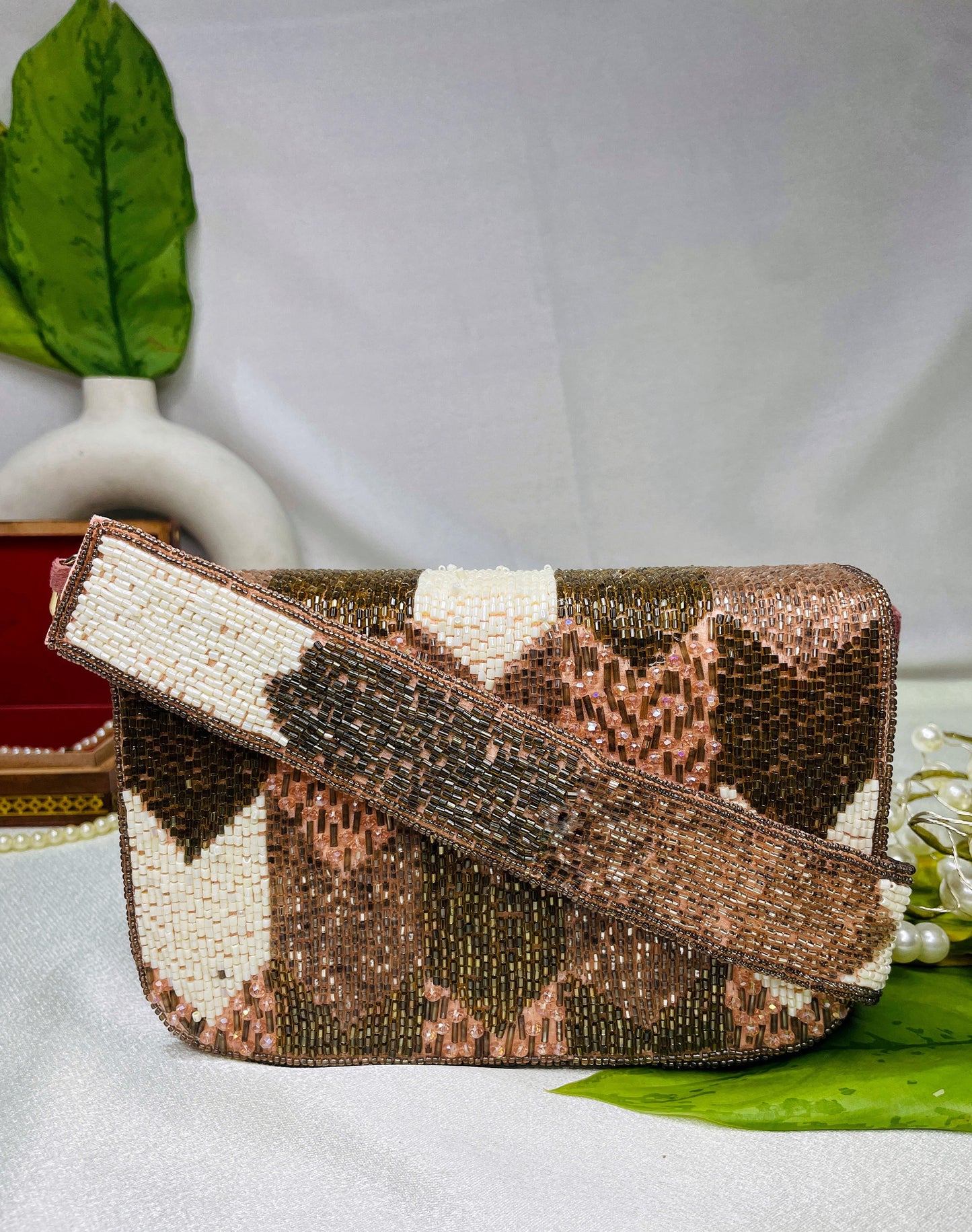 PAKIZA FLOWER THREE FOLD EMBROIDERD SUEDE