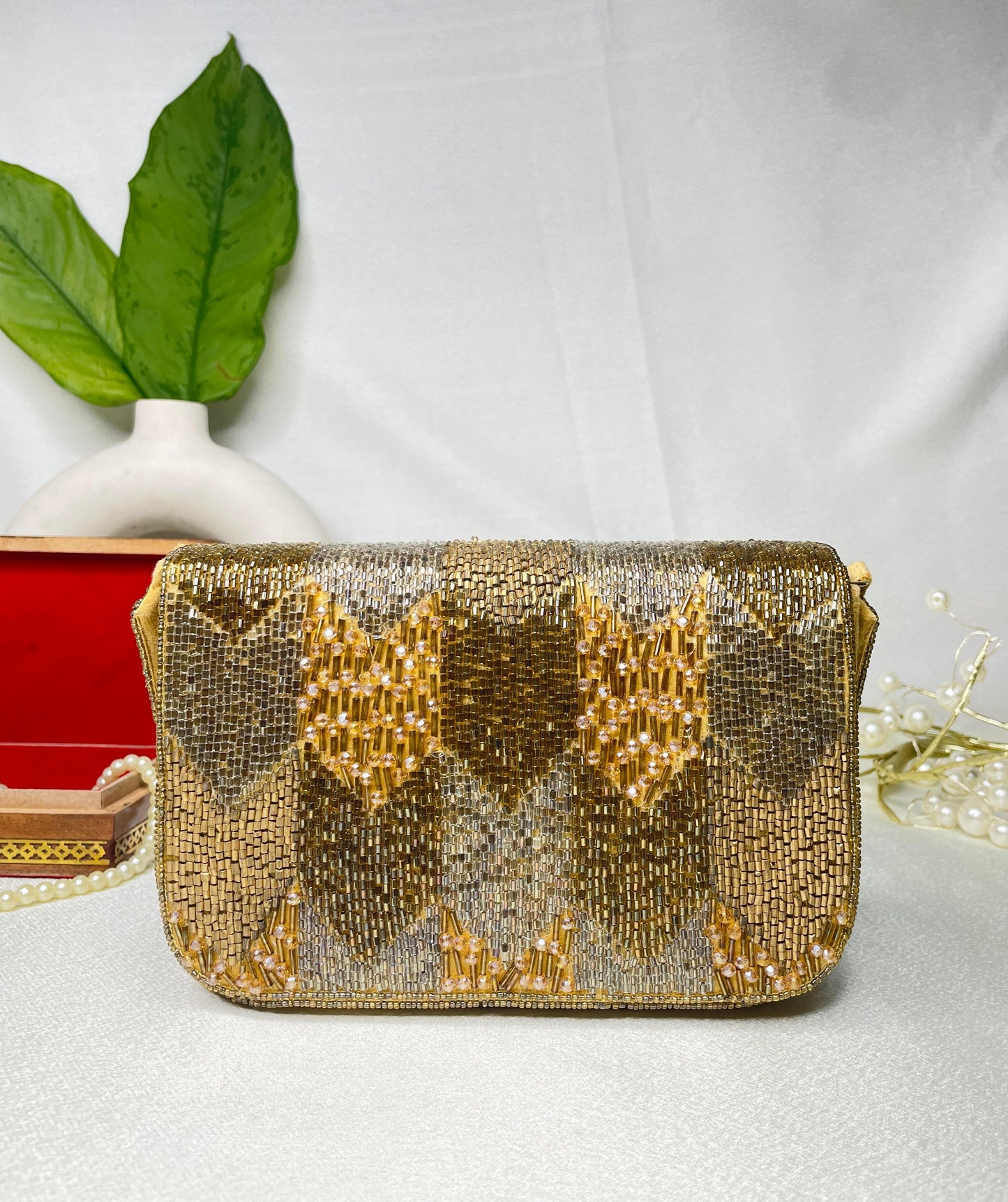 PAKIZA FLOWER THREE FOLD EMBROIDERD SUEDE