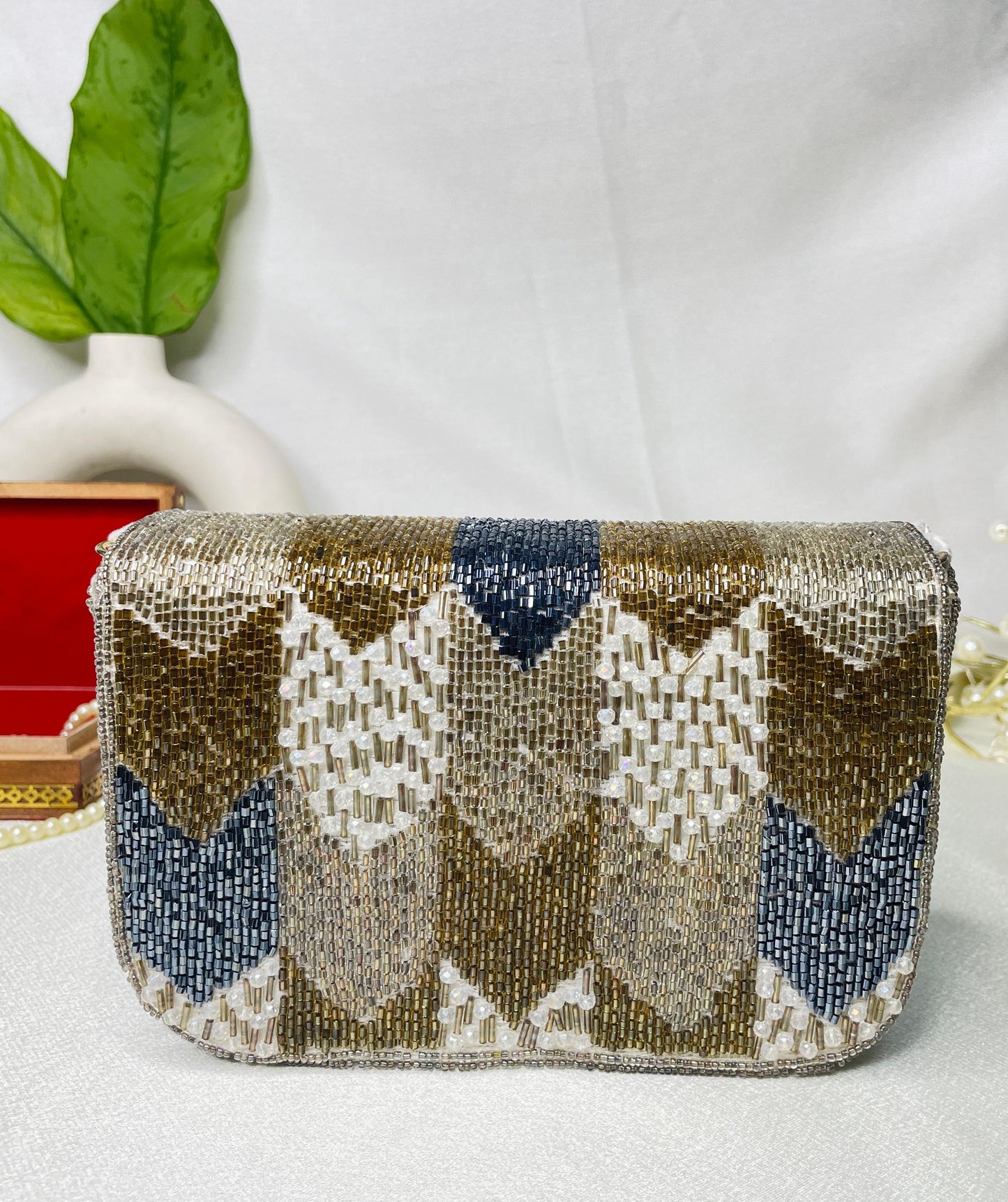 PAKIZA FLOWER THREE FOLD EMBROIDERD SUEDE