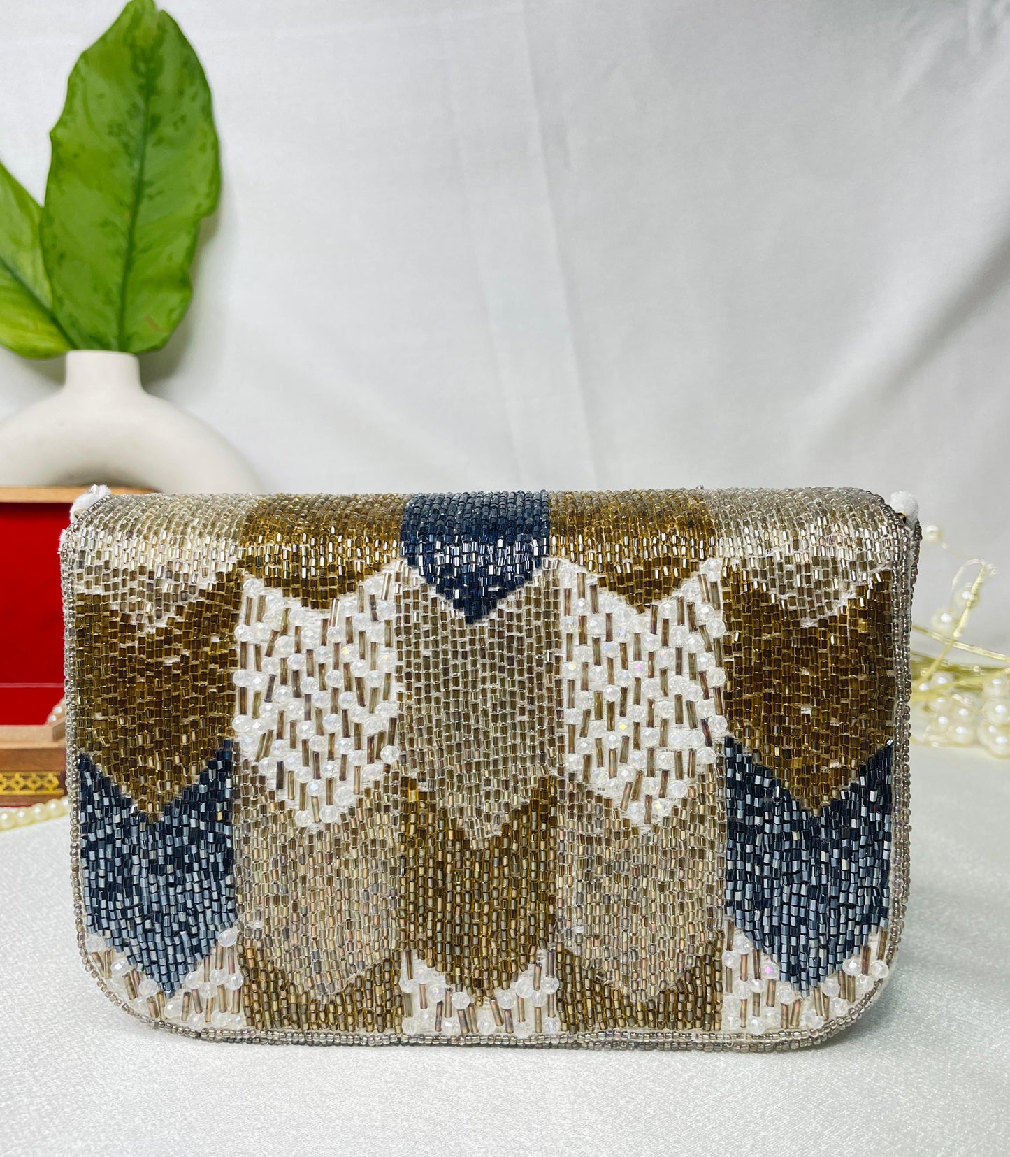 PAKIZA FLOWER THREE FOLD EMBROIDERD SUEDE