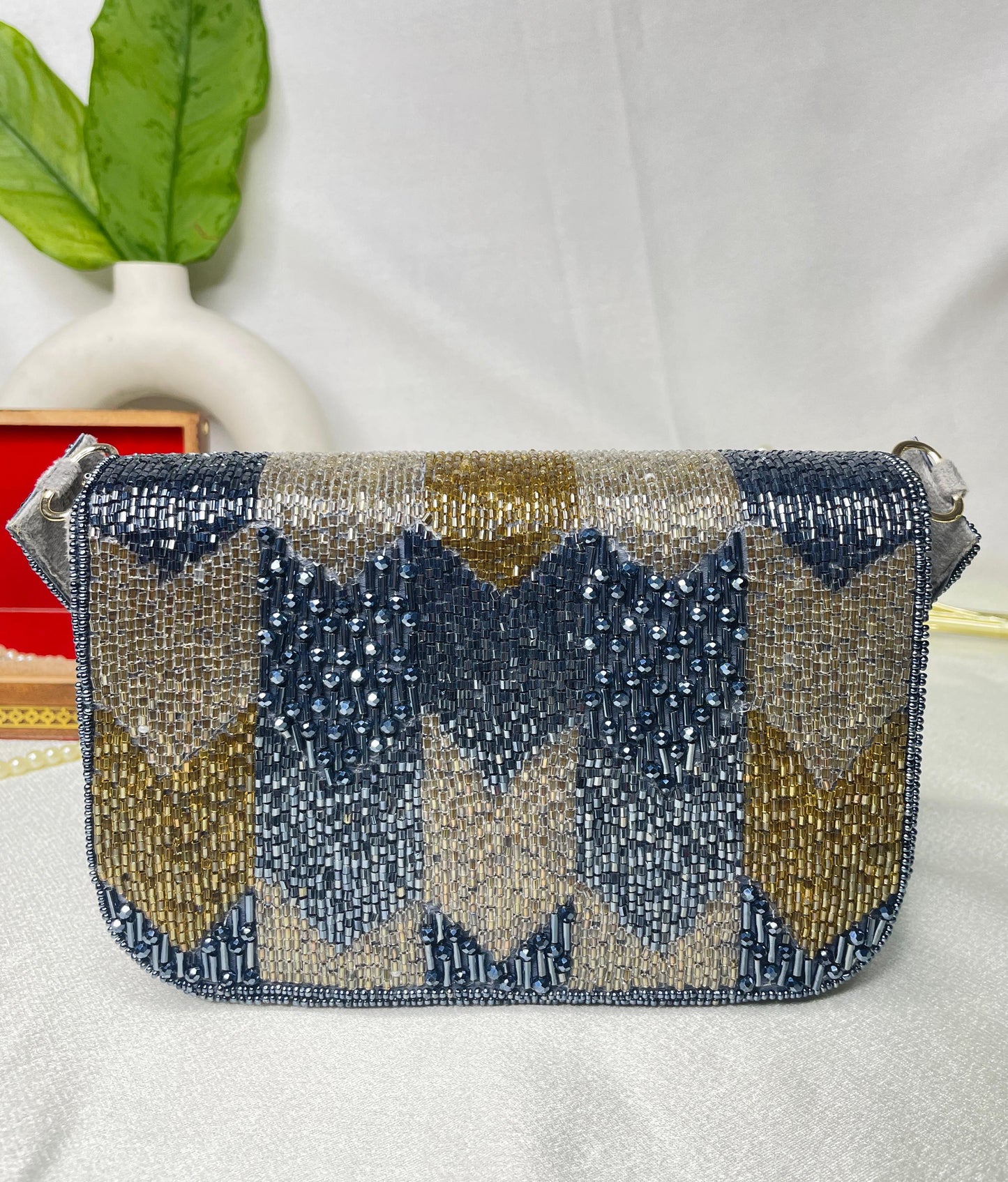 PAKIZA FLOWER THREE FOLD EMBROIDERD SUEDE