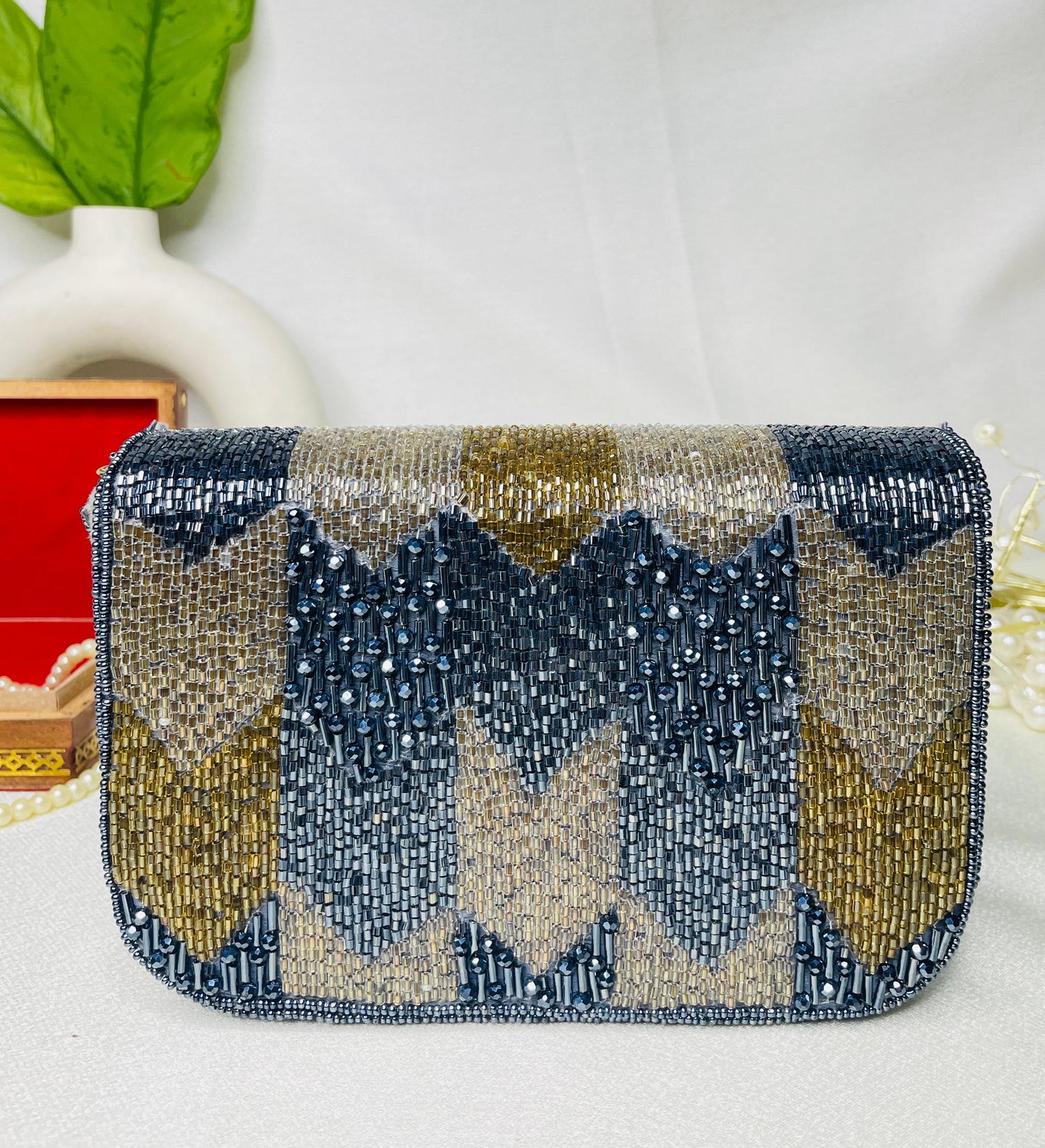 PAKIZA FLOWER THREE FOLD EMBROIDERD SUEDE