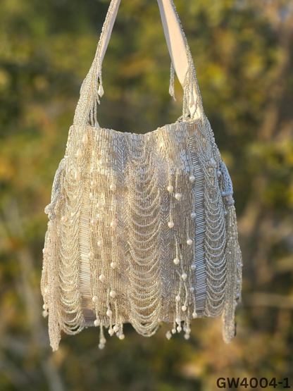 Hazel silver mala nalki work potli