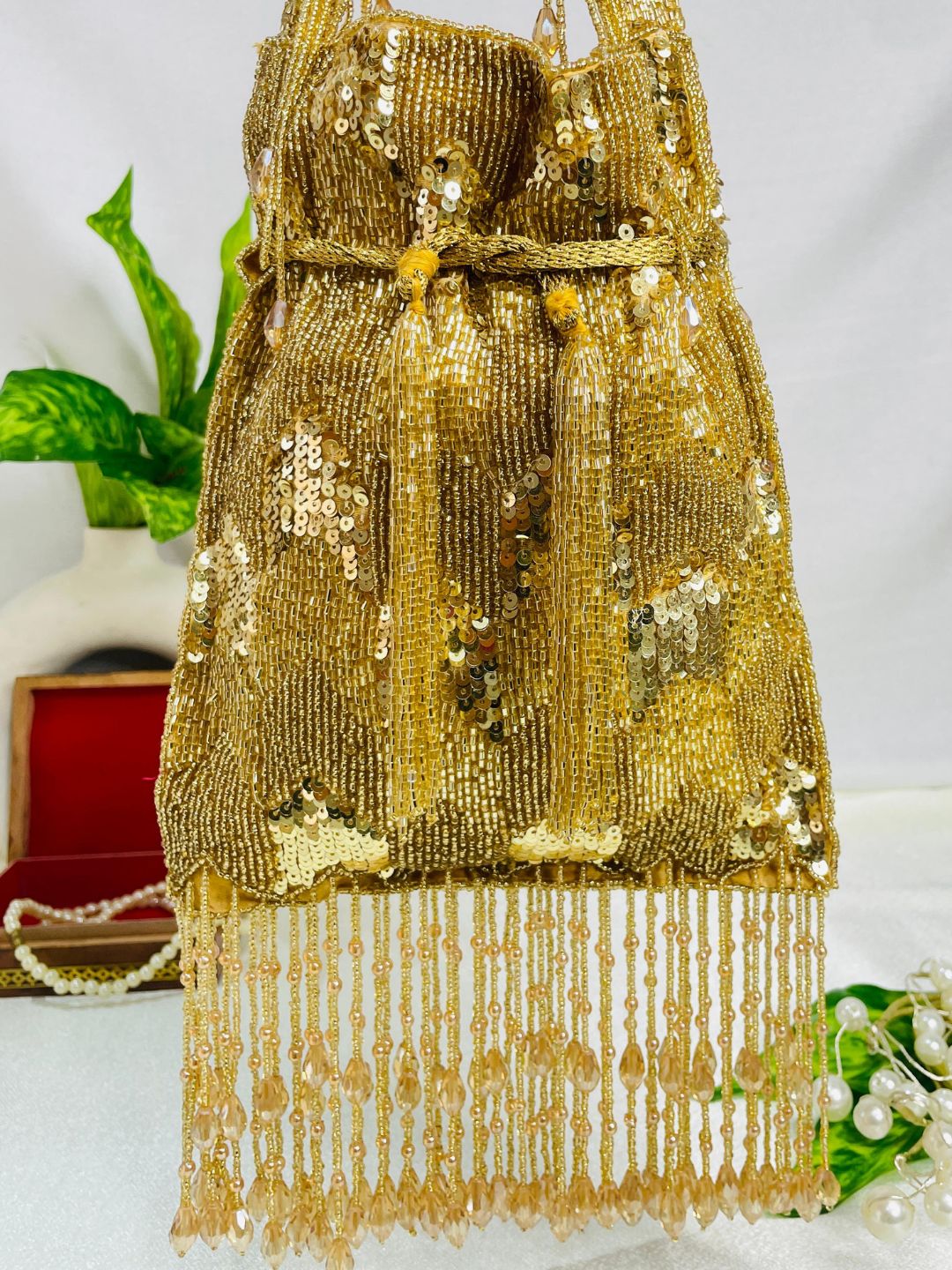 Ella cutdana sequence work potli gold