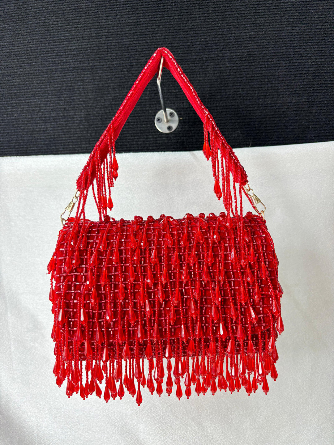 SUEDE CRYSTAL FOLD FLAP RED