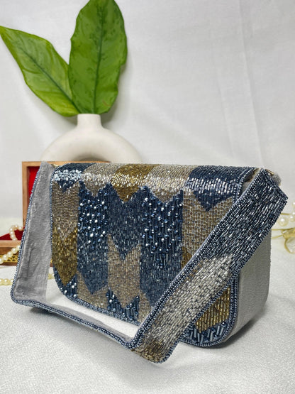 PAKIZA FLOWER THREE FOLD EMBROIDERD SUEDE